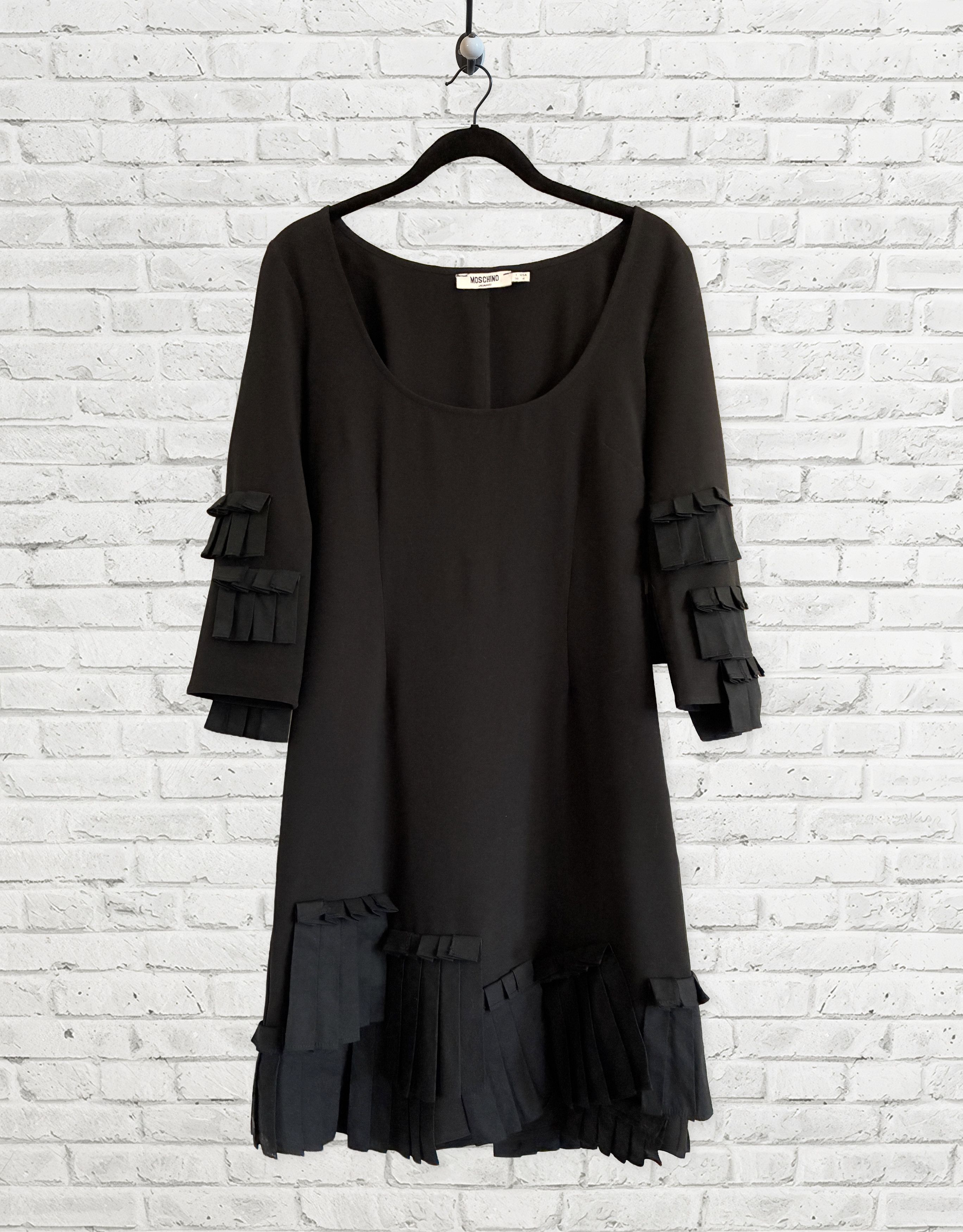 Moschino MOSCHINO Little Black Cocktail Dress with Folded Ruffles Size S / US 4 / IT 40 - 1 Thumbnail
