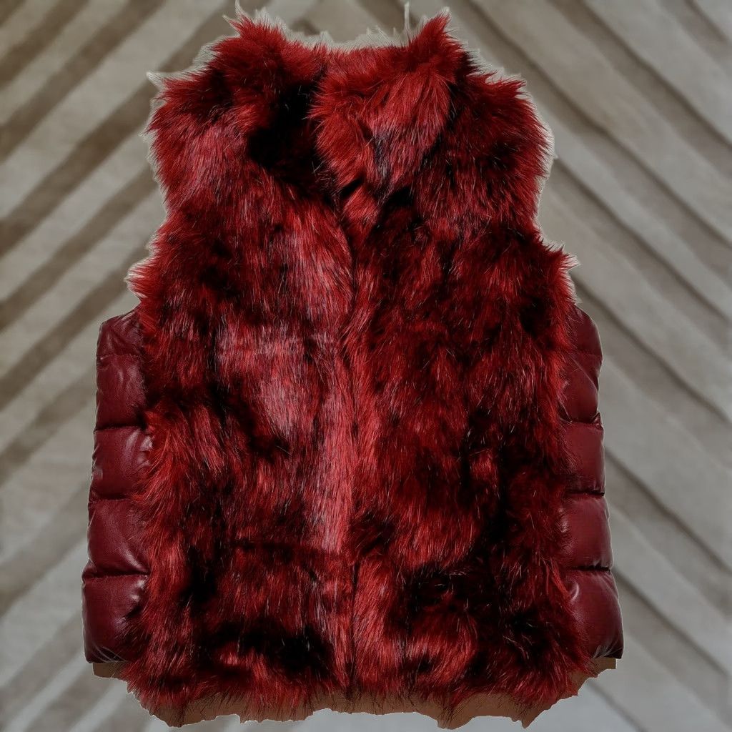 Buffalo David Bitton Buffalo by David Bitton Women Medium Merlot Faux Fur Down Puffer Vest NEW Size M / US 6-8 / IT 42-44 - 1 Thumbnail