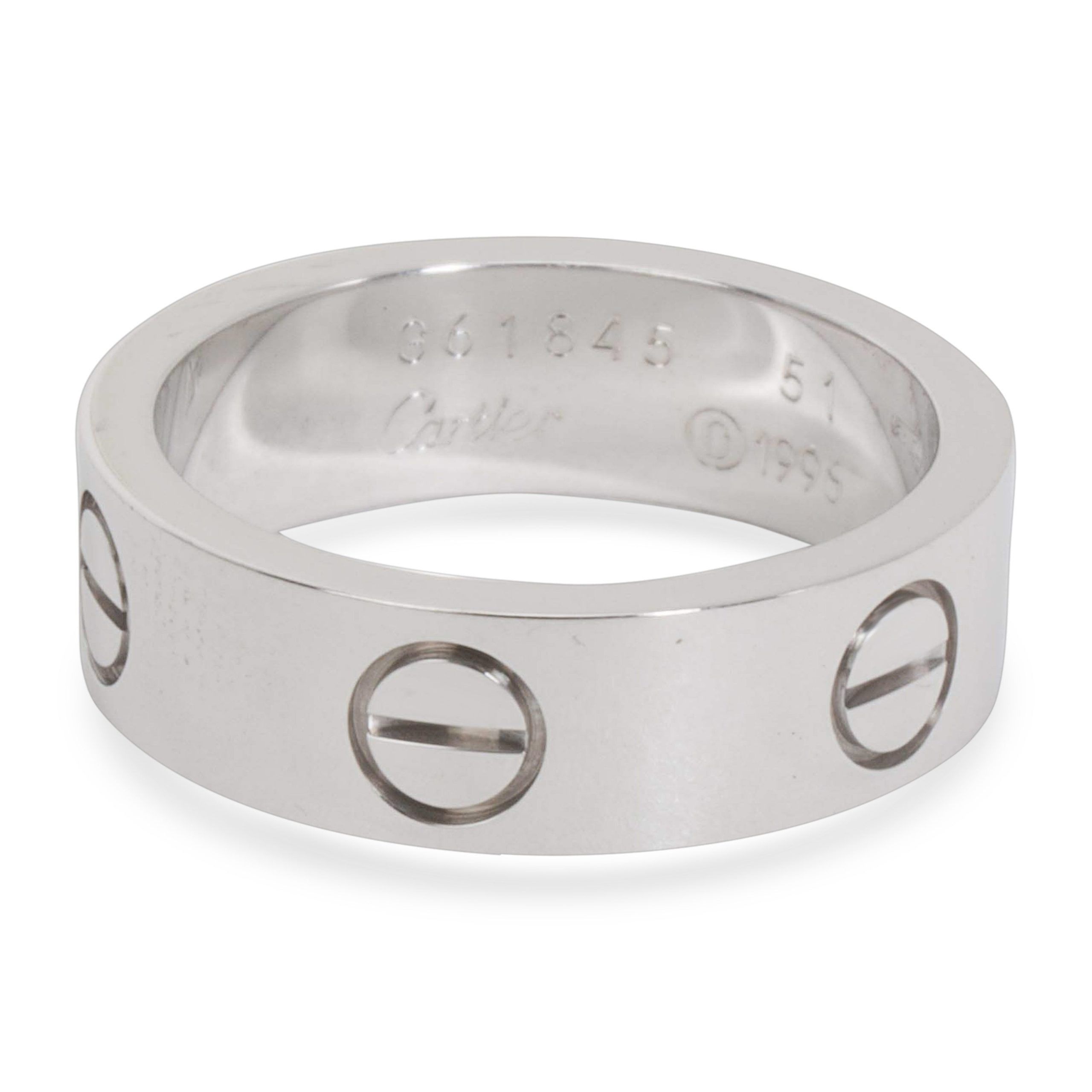 image of Cartier Love Ring In 18K White Gold Size 51, Women's