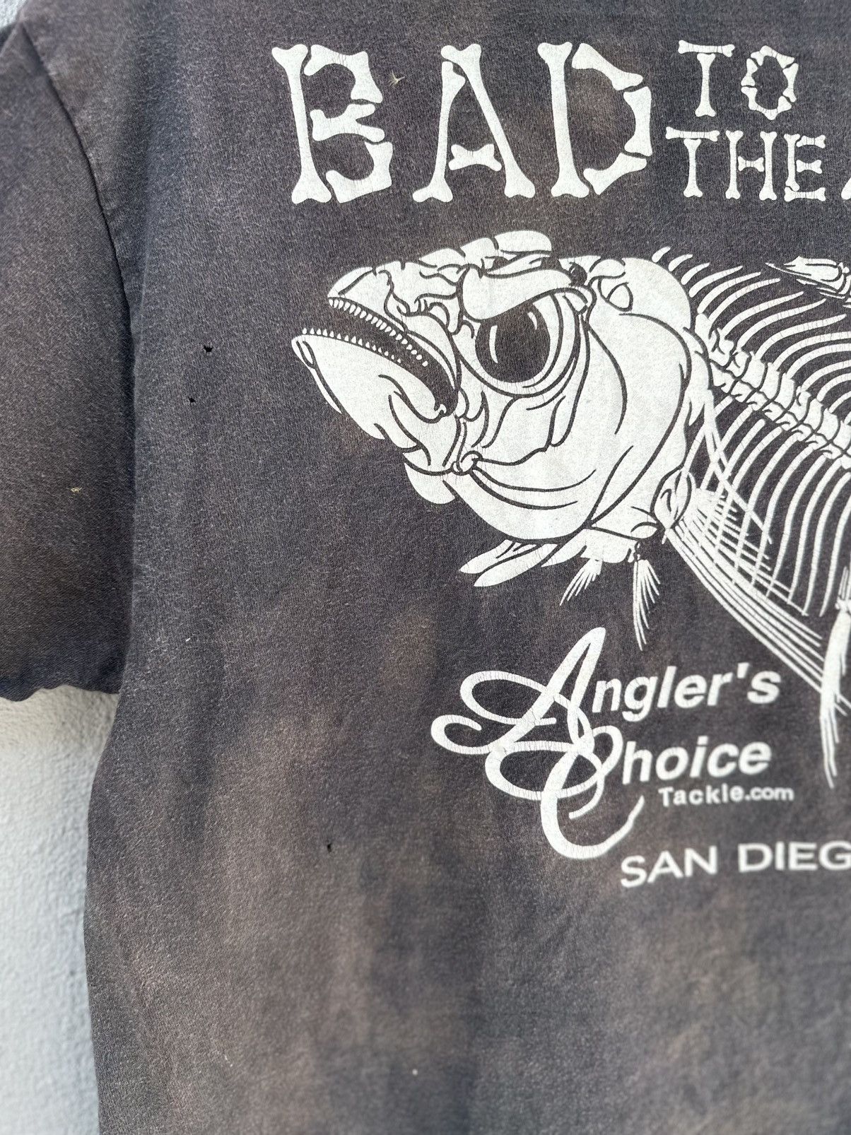 Hanes Thrashed Vintage Bad To The Bone Pocket Sun Faded Grunge Tee Size US M / EU 48-50 / 2 - 5 Thumbnail