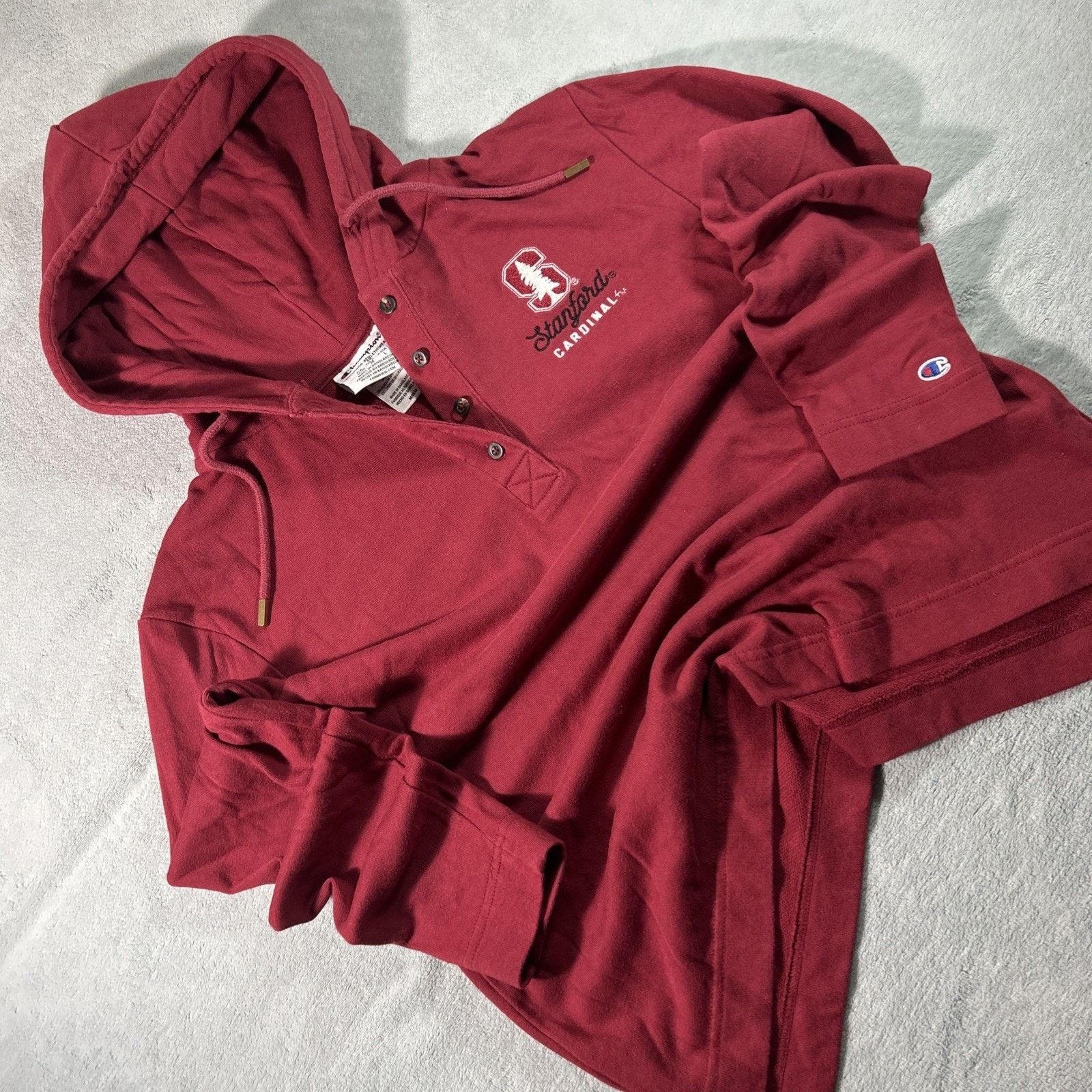 Champion Champion Stanford Cardinals Hoodie Womens Medium Qtr Button Size M / US 6-8 / IT 42-44 - 2 Thumbnail