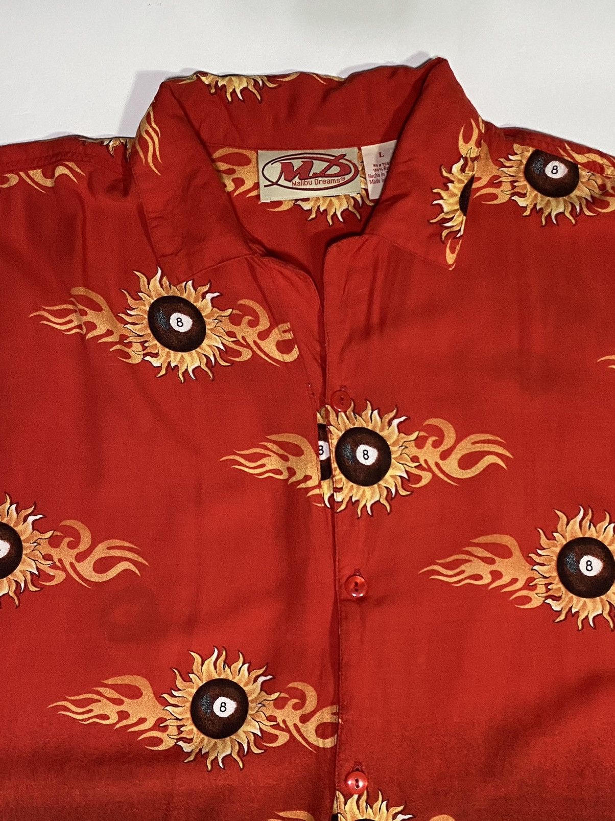 Vintage Malibu Dreams Men’s Button Down Shirt Flames Rayon Size L Size US L / EU 52-54 / 3 - 5 Thumbnail