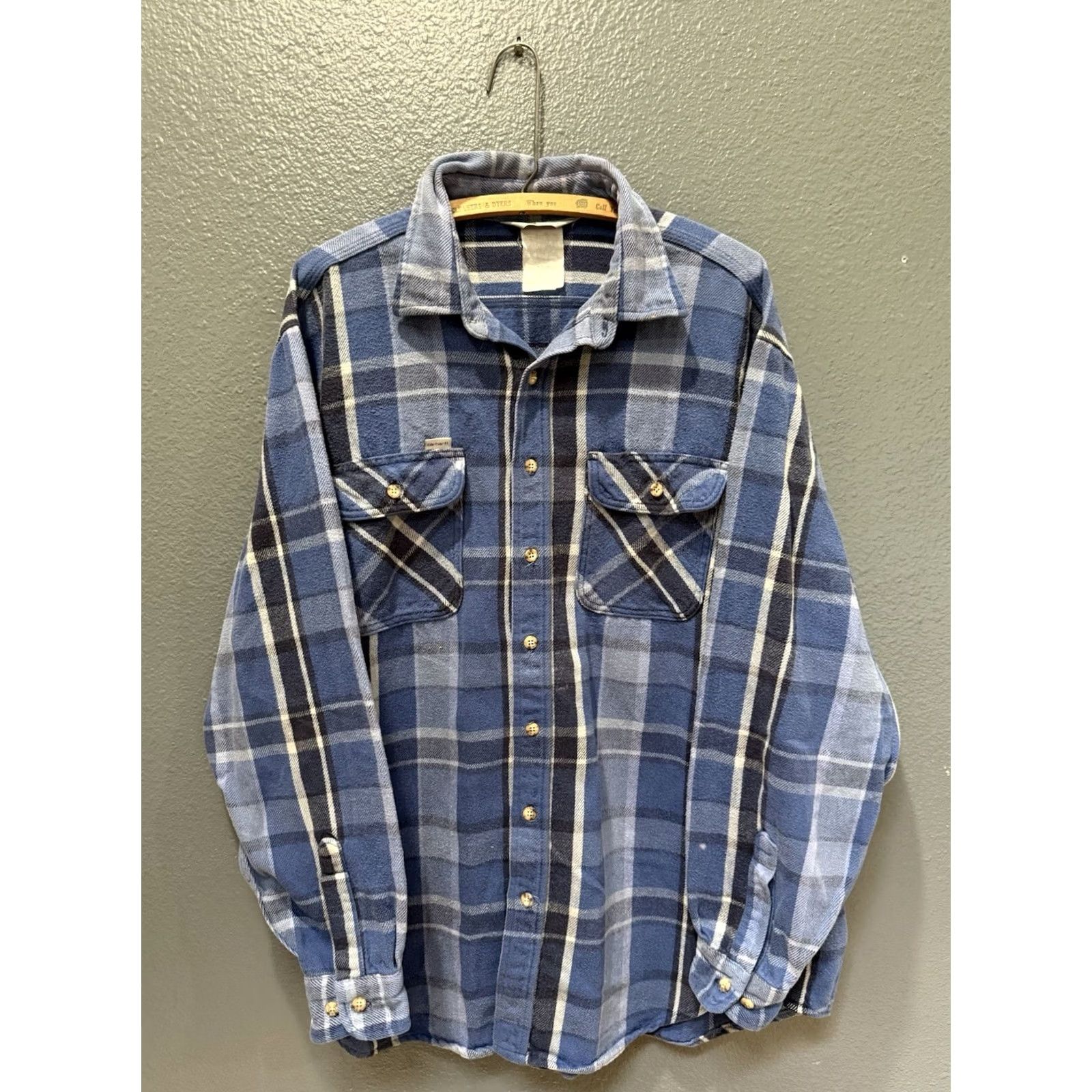 Carhartt VINTAGE Carhartt Rugged Blue Cotton Plaid Heavyweight Flannel Men’s XL USA Button-Up Long Sleeve 90s Size US XL / EU 56 / 4 - 3 Thumbnail