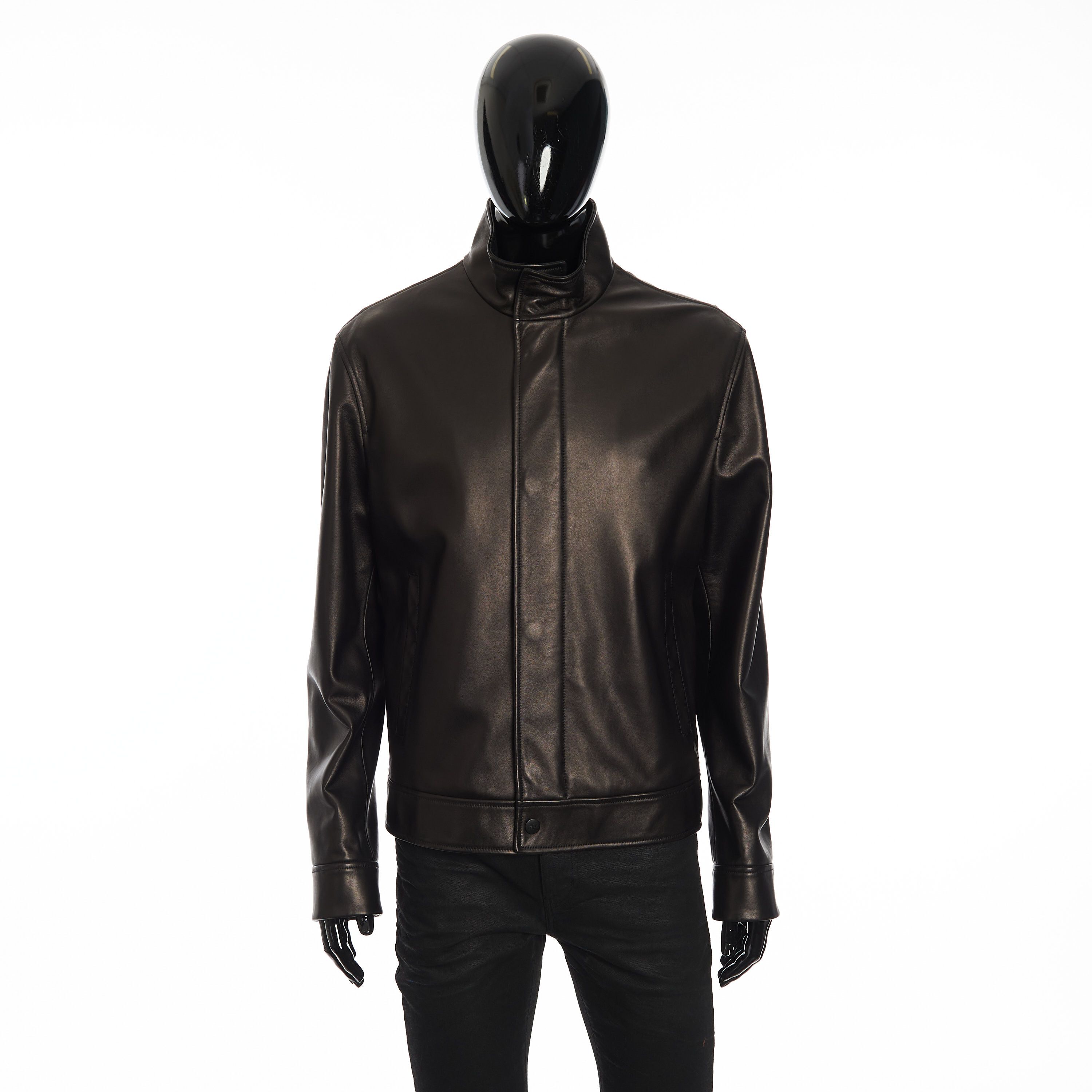 Fendi Biker Jacket In Black Leather With Embossed Fendi Roma Size US M / EU 48-50 / 2 - 1 Thumbnail