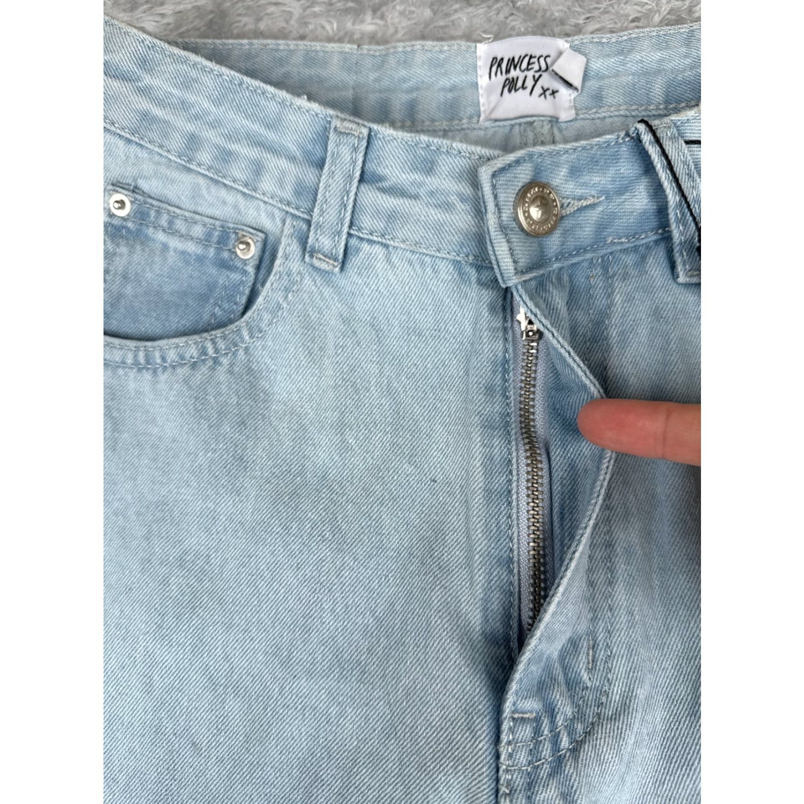 PRINCESS POLLY Princess Polly Jeans Women Blue Denim Wide-Leg High Distressed 25x30 2 Adult Regular Size 26" / US 2 / IT 38 - 7 Thumbnail