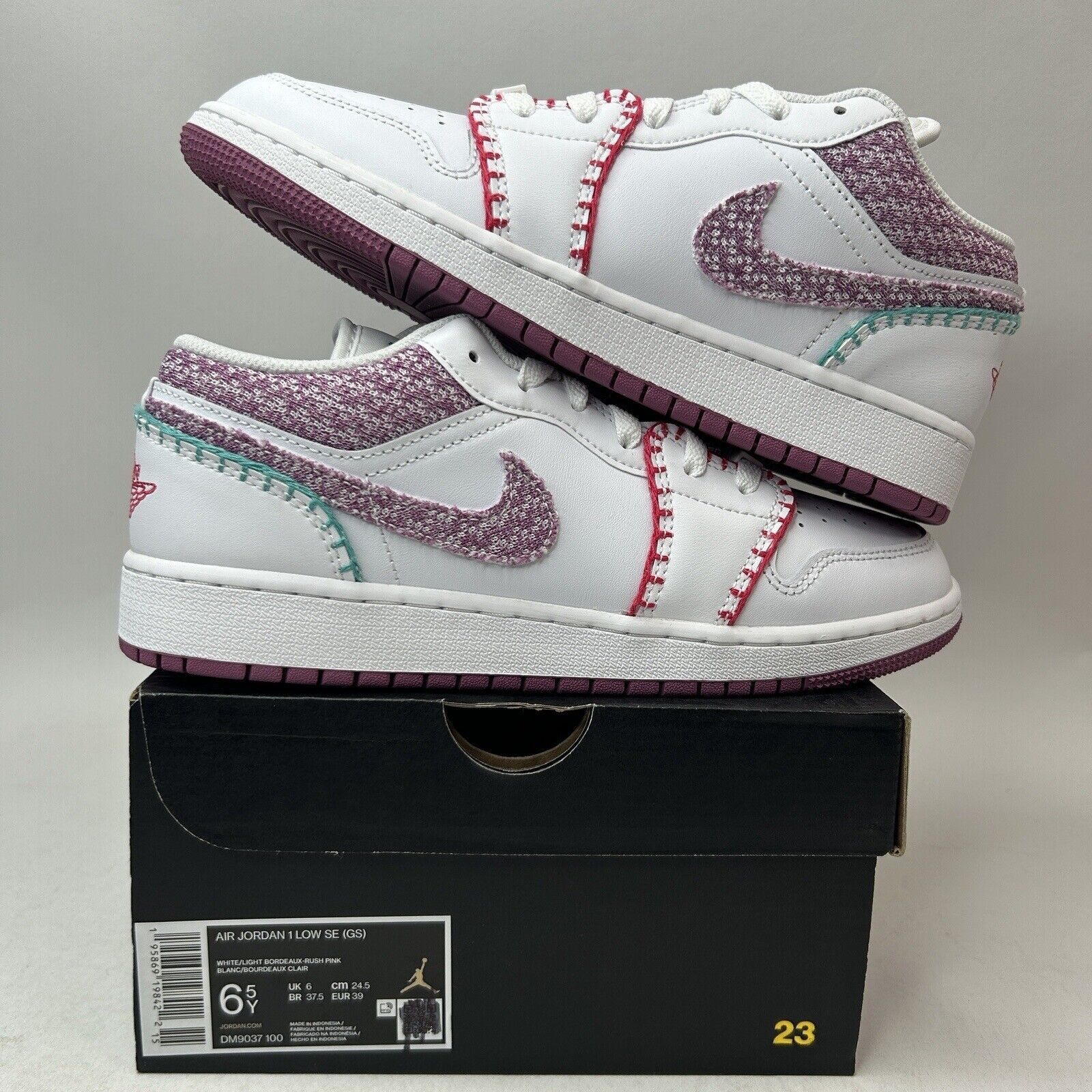 Nike Nike Air Jordan 1 Retro Low GS SE “Knit/Light Bordeaux” 2024 Size US 8 / IT 38 - 1 Thumbnail