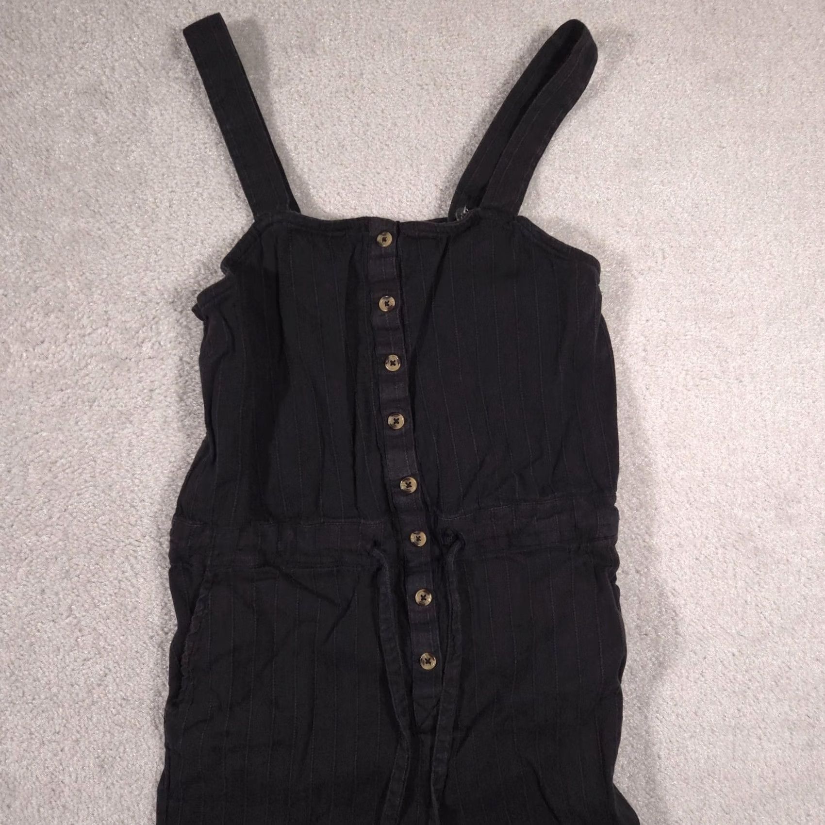 Billabong Billabong Jumpsuit Womens Small Black Button Front Pockets Drawstring Sleeveless 1 Piece Summer Casual Women’s S Size 28" / US 6 / IT 42 - 3 Thumbnail