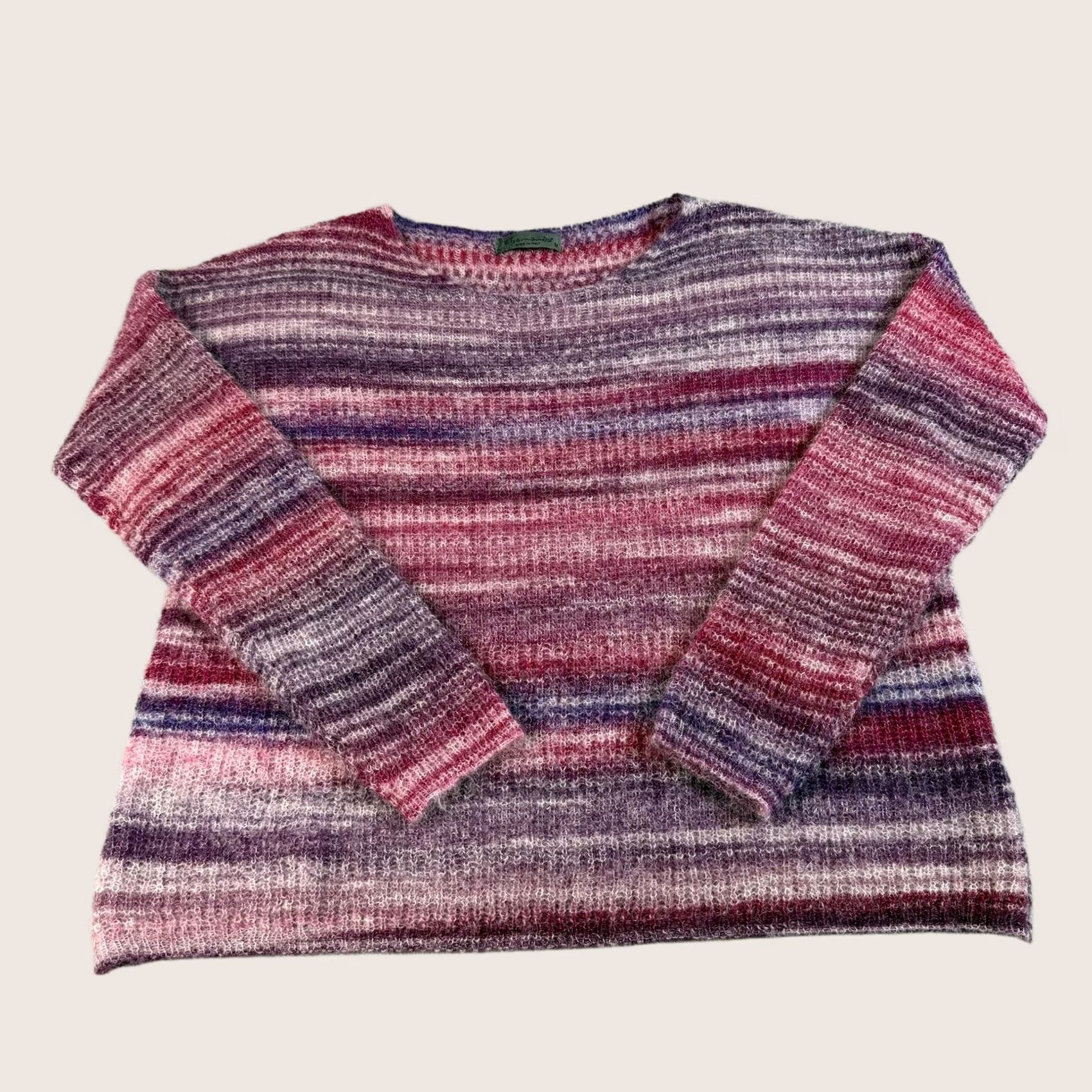 Vintage Elsamanda Sweater Women M Pink Wool Alpaca Mohair Italy Striped Bohemian Crew Neck Long Sleeve Knitted Pullover Size M / US 6-8 / IT 42-44 - 1 Thumbnail