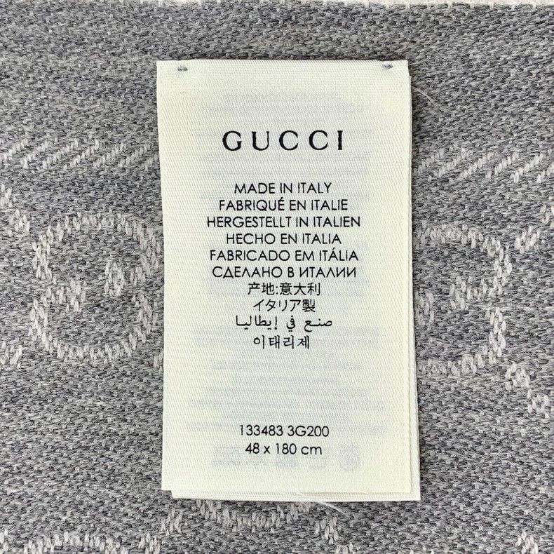 Gucci GucciGray logo jacquard full-print wool tassel scarf 2503-N Size ONE SIZE - 9 Thumbnail