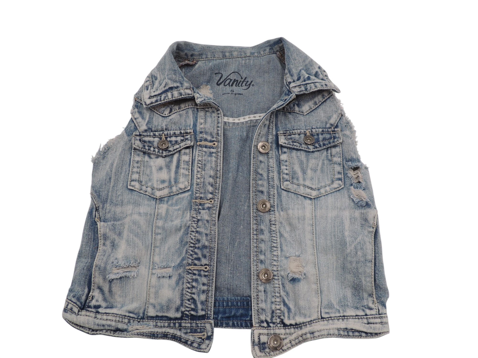 Other Vanity Distressed Denim Jean vest womens size small Size S / US 4 / IT 40 - 1 Thumbnail