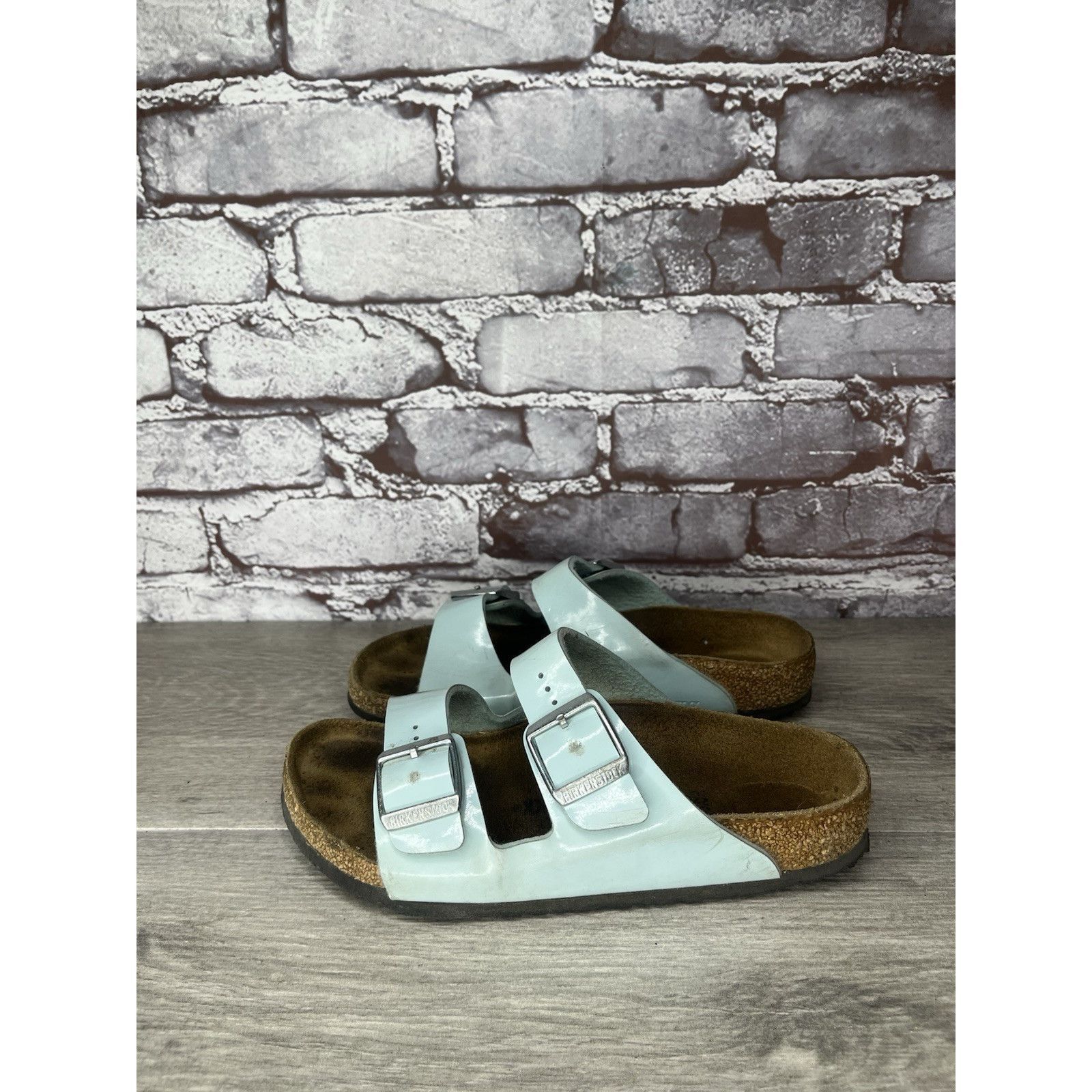 Birkenstock Birkenstock Arizona Turquoise Leather Slide Sandals Big Girl Size US 4 / IT 34 - 16 Thumbnail