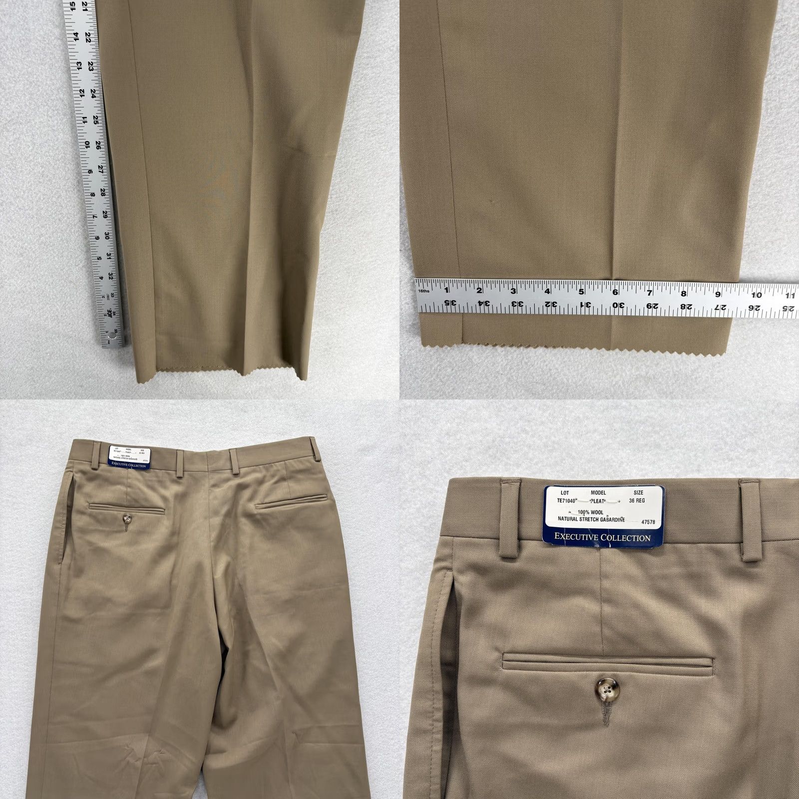 Jos. A. Bank Jos. A. Bank Dress Pants Mens 36 Beige Wool Pleated Executive Stretch Unhemmed Size US 36 / EU 52 - 8 Thumbnail