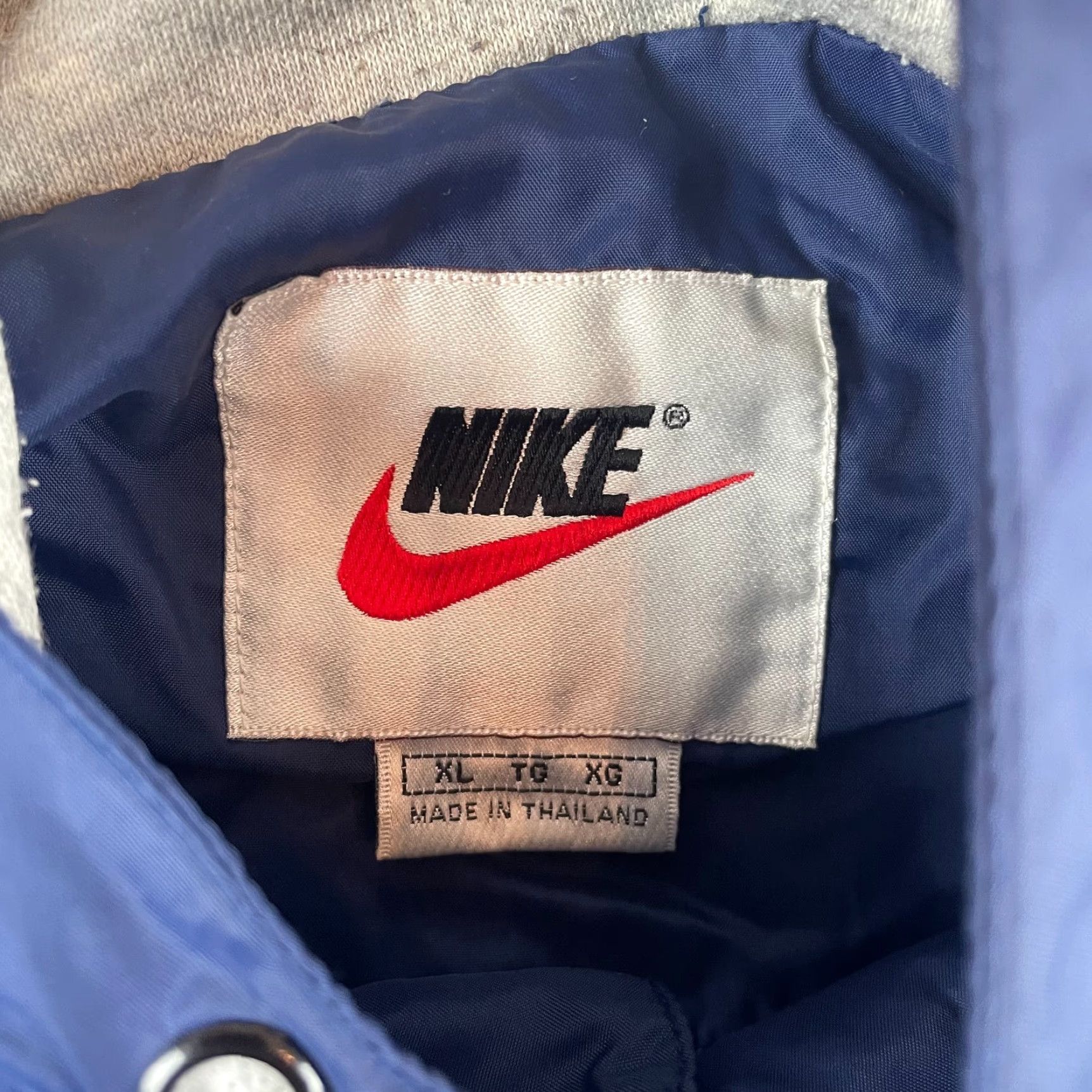 Nike VINTAGE Nike Jacket Men XL Blue Big Swoosh Nike Logo Fleece Lined Hooded Button Size US XL / EU 56 / 4 - 3 Thumbnail