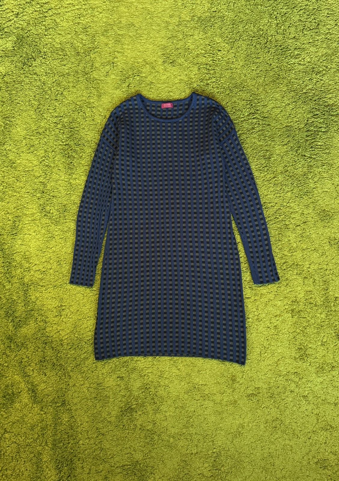 Oleana avant garde wool silk blend knit dress