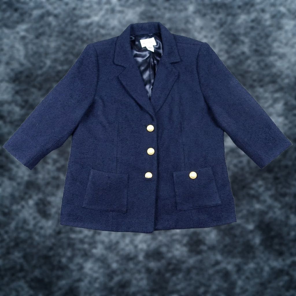 Vintage VINTAGE Linea Louis Dell Olio Blazer Jacket Womens Large Wool Boucle 3/4 Sleeve Size L / US 10 / IT 46 - 1 Thumbnail
