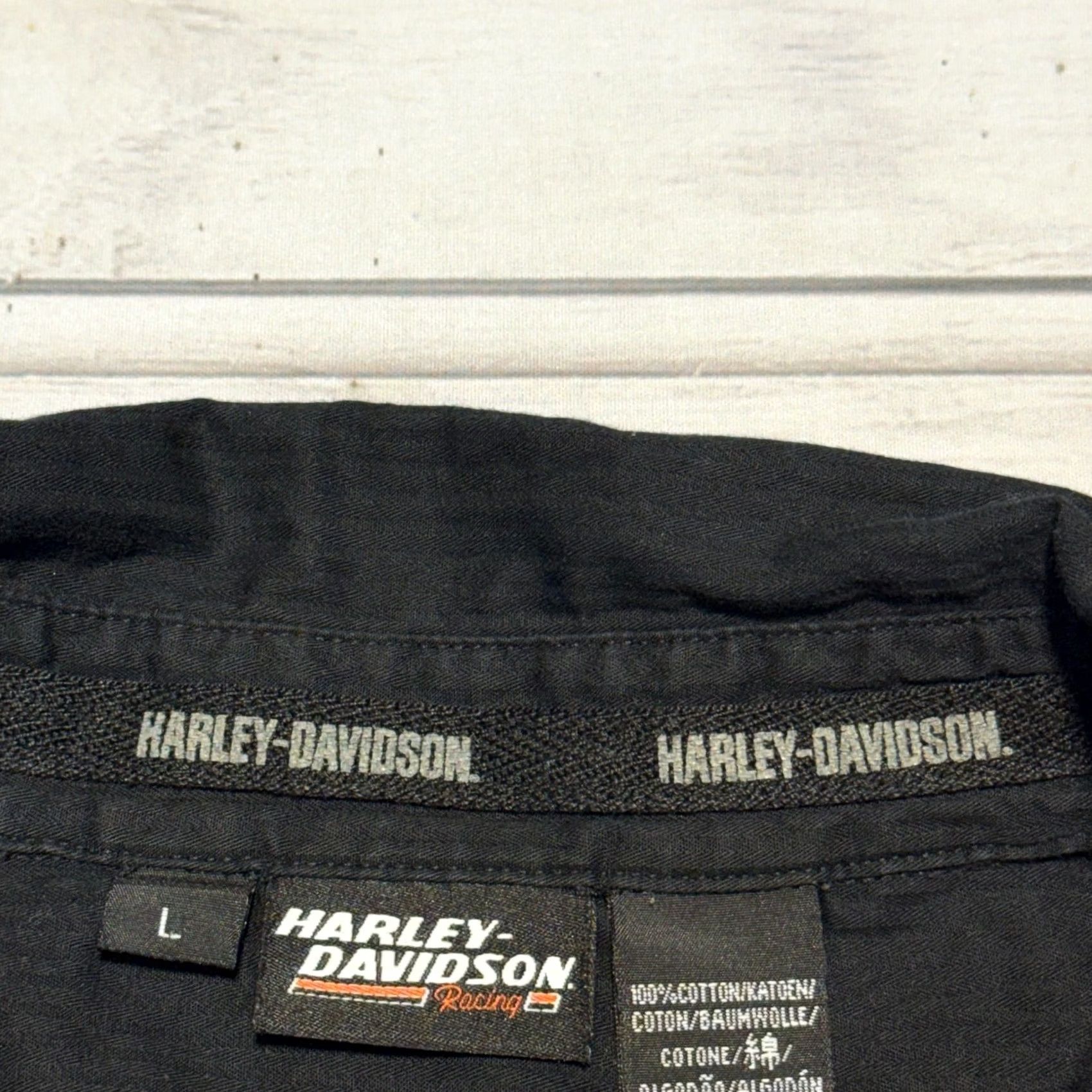Harley Davidson Harley-Davidson Button Down Shirt Mens Large Black Screamin Eagle Racing Logo Size US L / EU 52-54 / 3 - 5 Thumbnail
