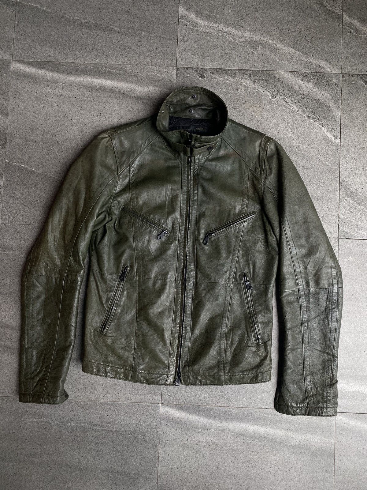 Schlussel Schlüssel Olive Green Leather Jacket Size US M / EU 48-50 / 2 - 1 Thumbnail