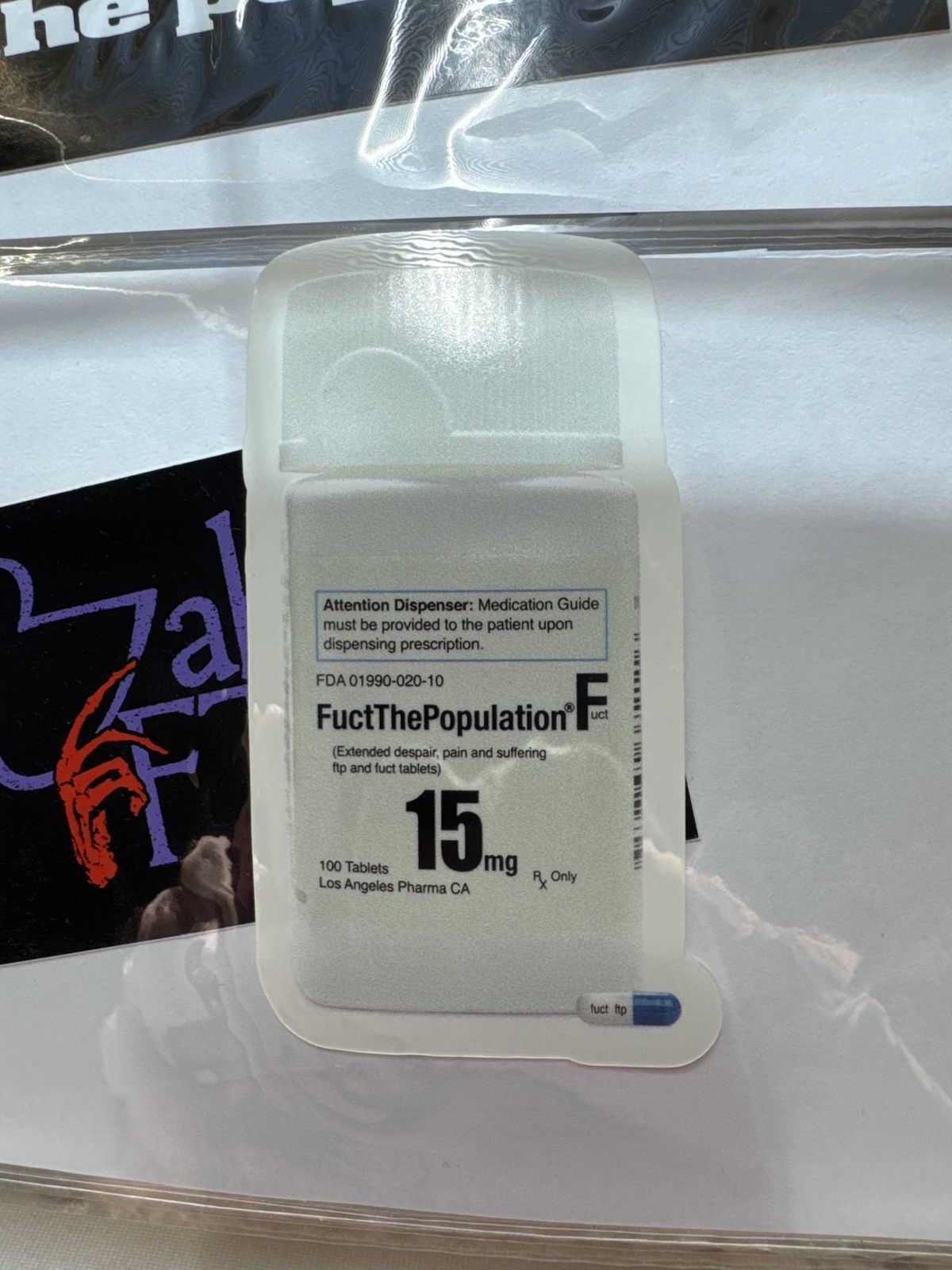 Fuck The Population FTP x FUCT Pill Bottle Sticker RX Prescription Size ONE SIZE - 1 Thumbnail