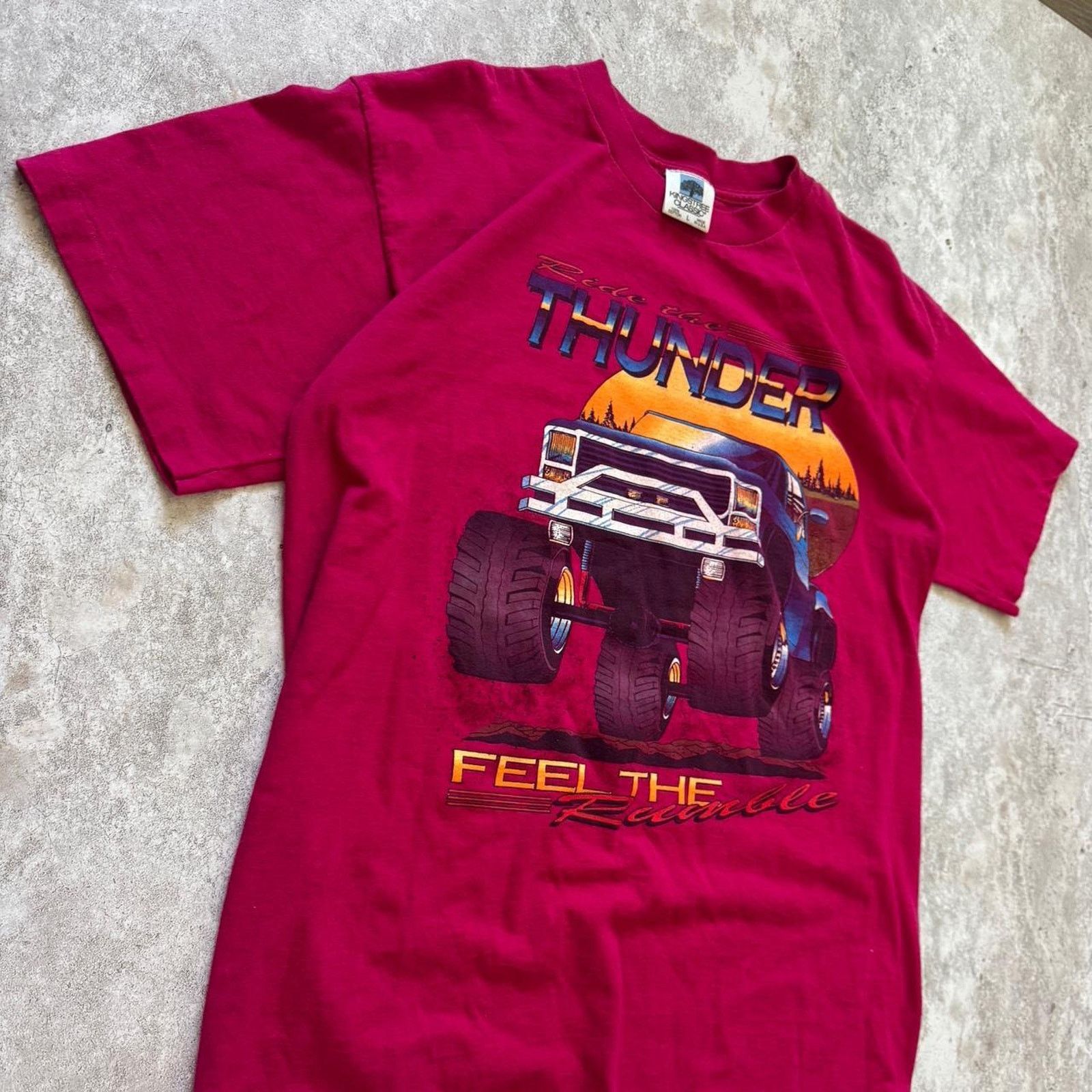 Vintage Vintage 90 Ride the Thunder Monster Truck T-Shirt Size Large Size US L / EU 52-54 / 3 - 2 Thumbnail