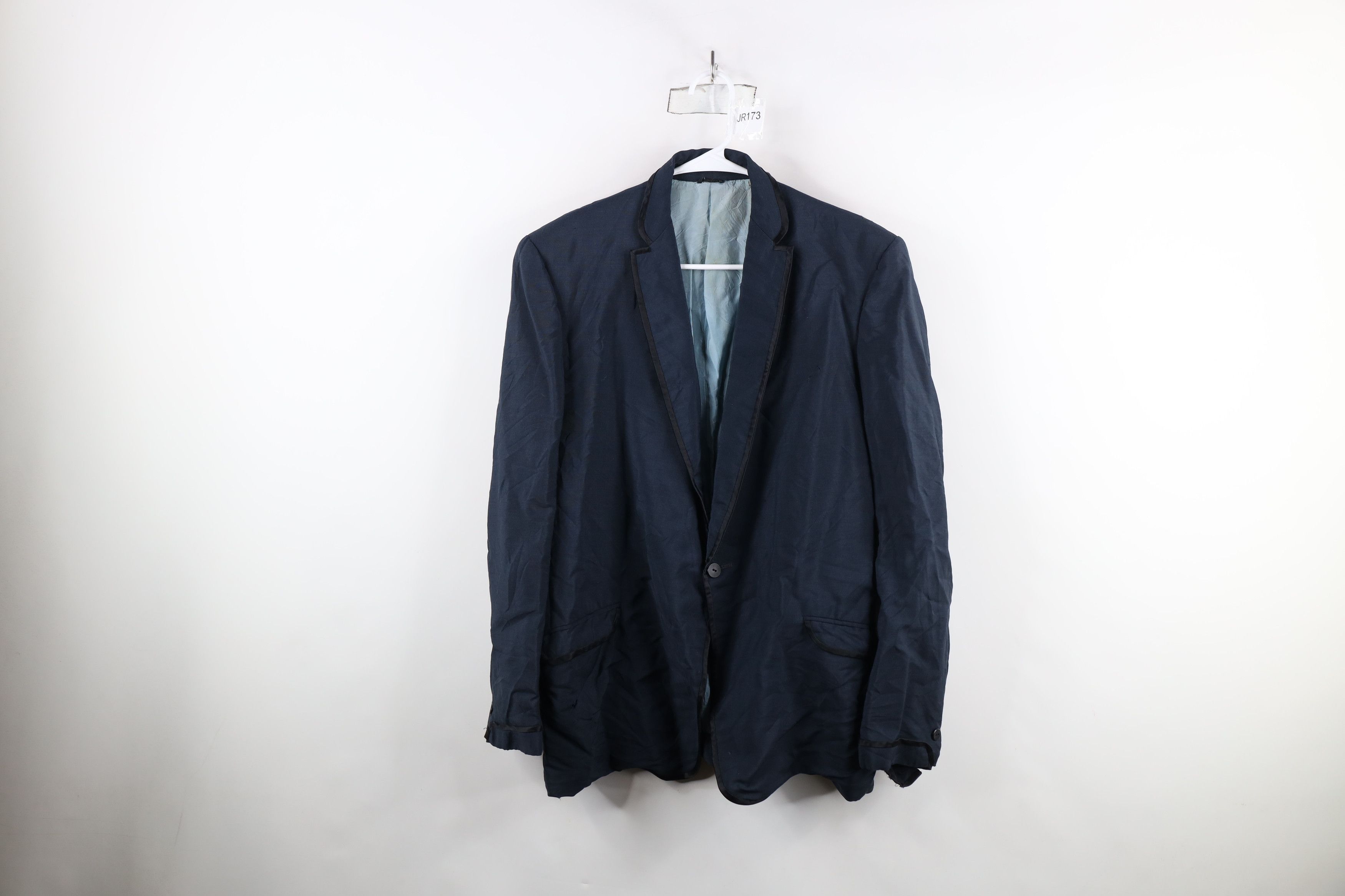 Vintage Vintage 50s Formal Tuxedo Prom Smokers Jacket Wool Blue USA Size US XL / EU 56 / 4 - 1 Thumbnail
