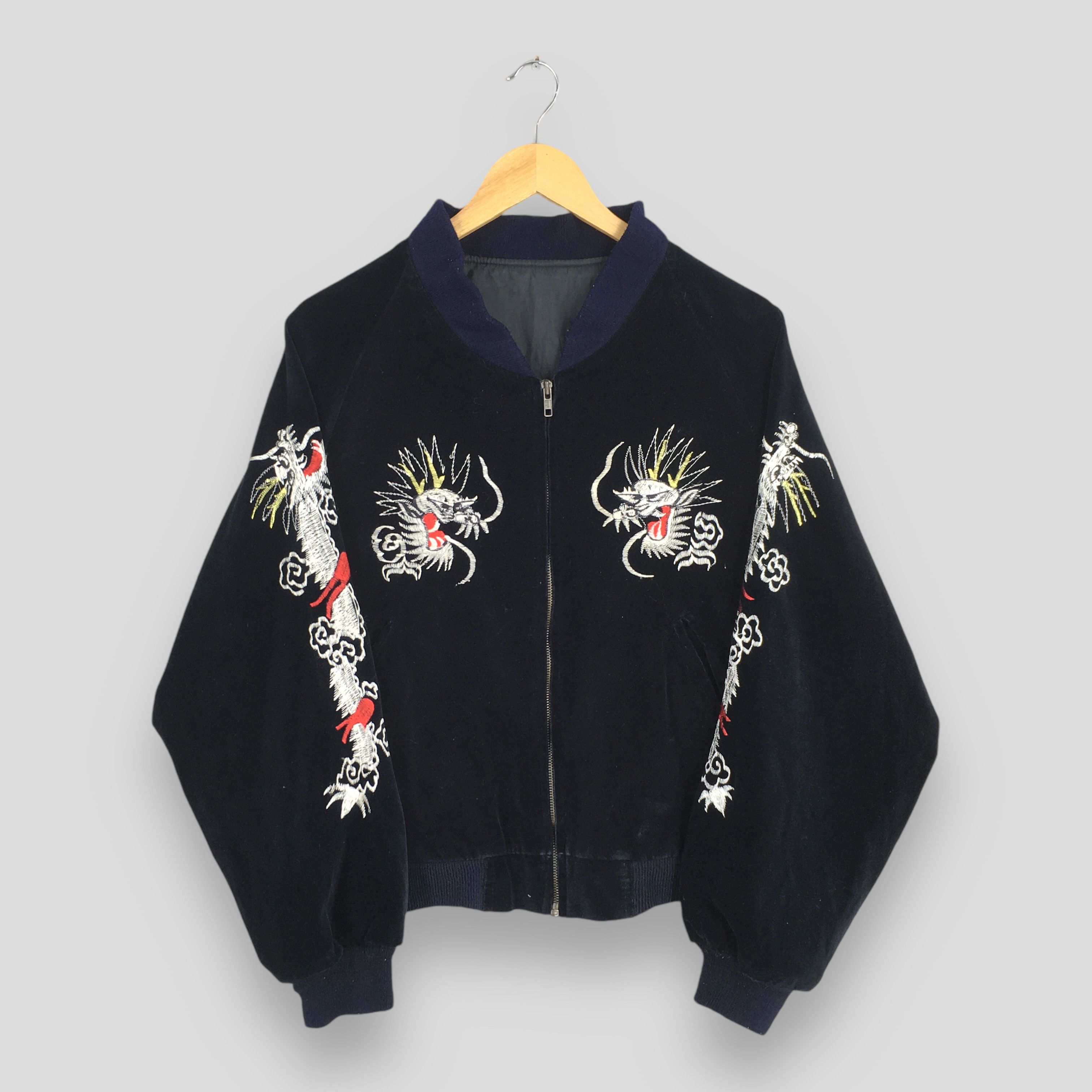 Toyo Enterprises Vintage Sukajan Dragon Velvet Black Bomber Jacket Large Size US L / EU 52-54 / 3 - 3 Thumbnail