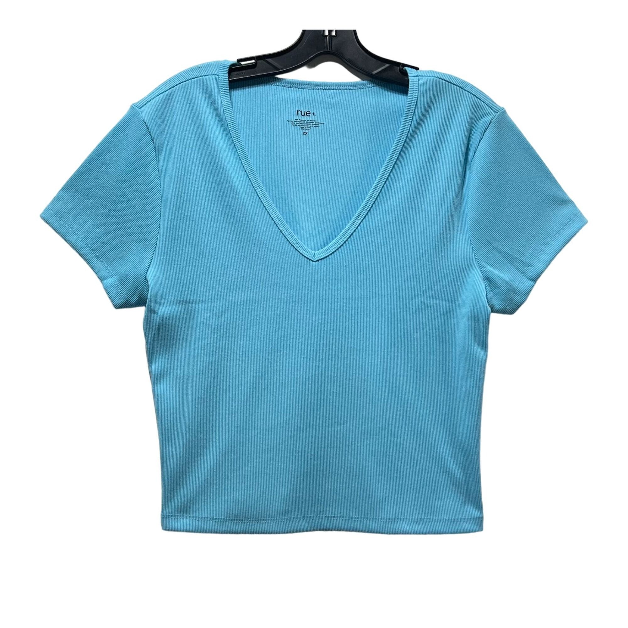 Other Rue + - Women's Short Sleeve Top - Light Blue - 2X Size XXL / US 16-18 / IT 52-54 - 1 Thumbnail