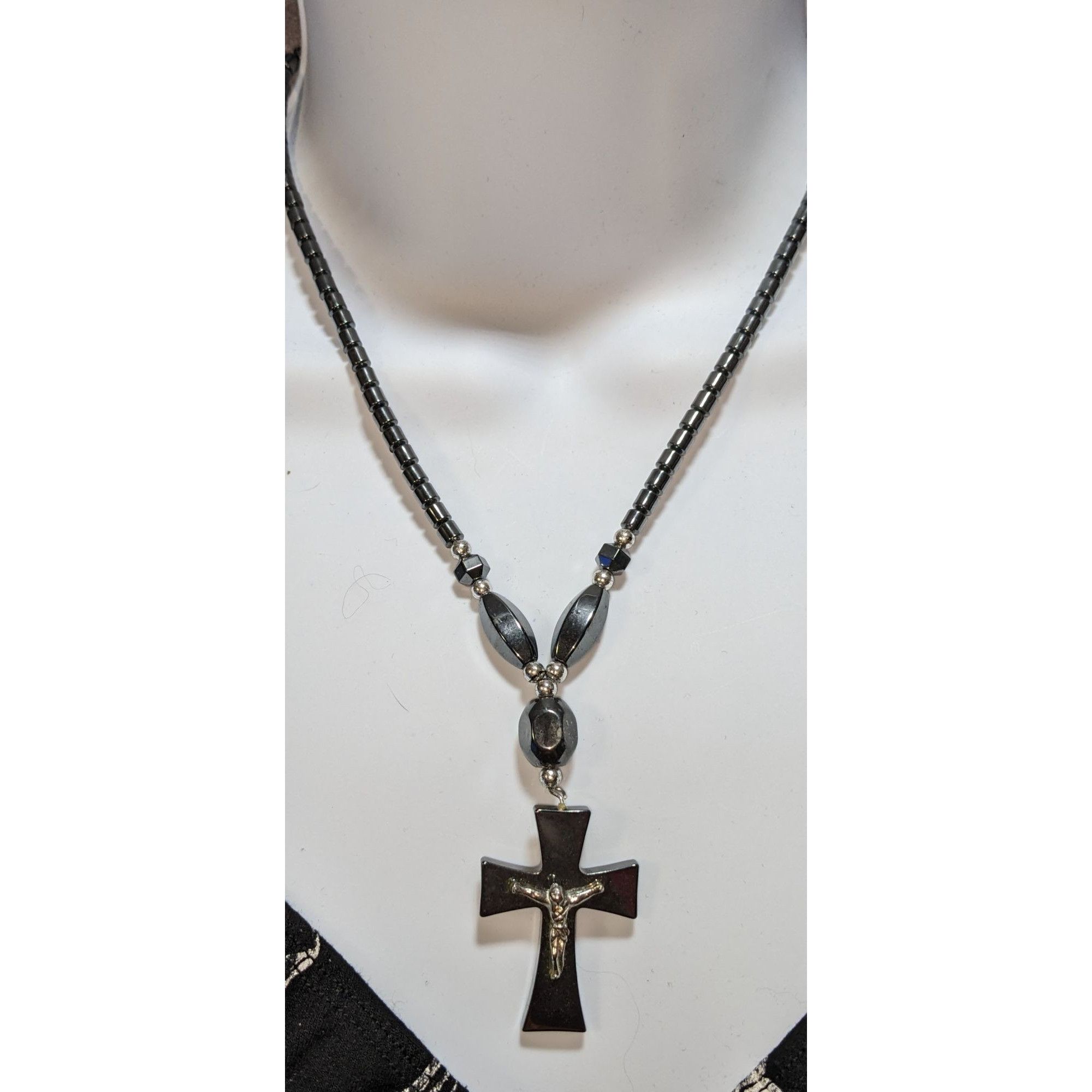 Other Gothic Hematite Cross Necklace With Crucifix Pendant Size ONE SIZE - 2 Thumbnail