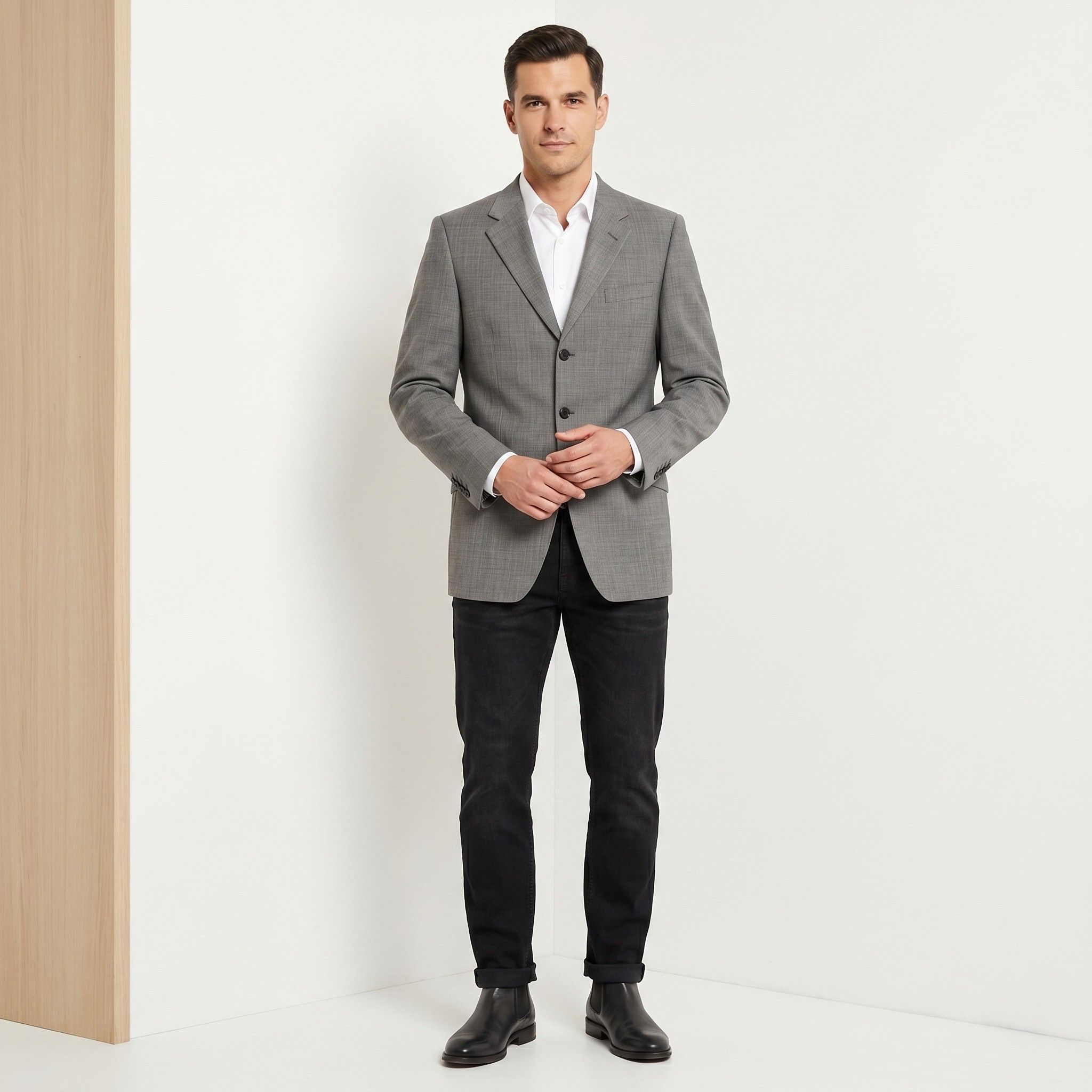 Jaeger Jaeger Men 40 Long Blazer Grey Wool Vintage 6394 Size 40L - 1 Thumbnail
