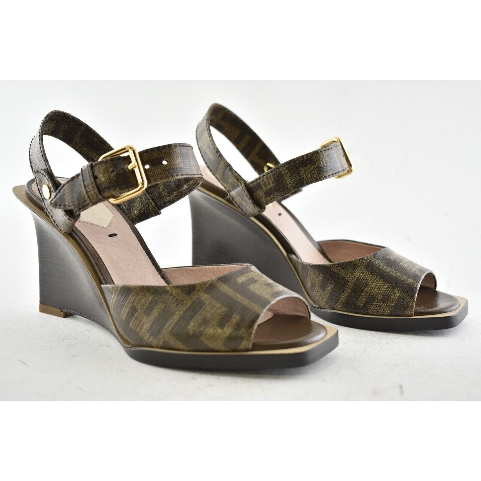 Fendi FF Motif Ankle Strap Sandal Peep Toe Heel Pump Wedge 36.5 Size US 6.5 / IT 36.5 - 2 Thumbnail