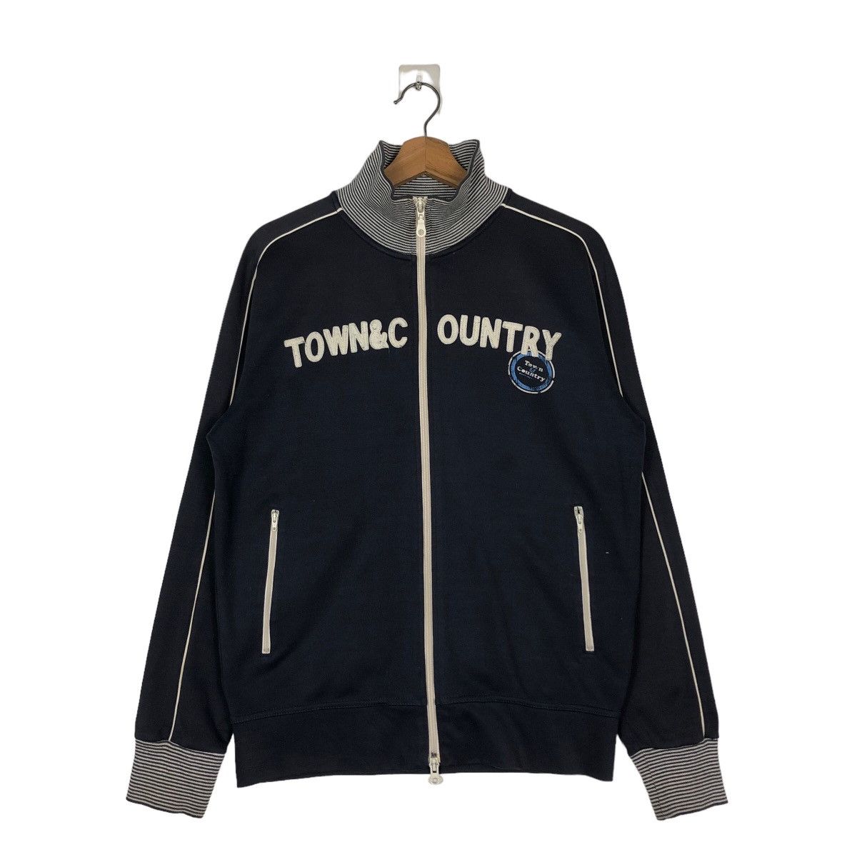 Japanese Brand 🔥Vintage Biker Jacket Zipper Town & Country Big Logo Size US M / EU 48-50 / 2 - 1 Thumbnail