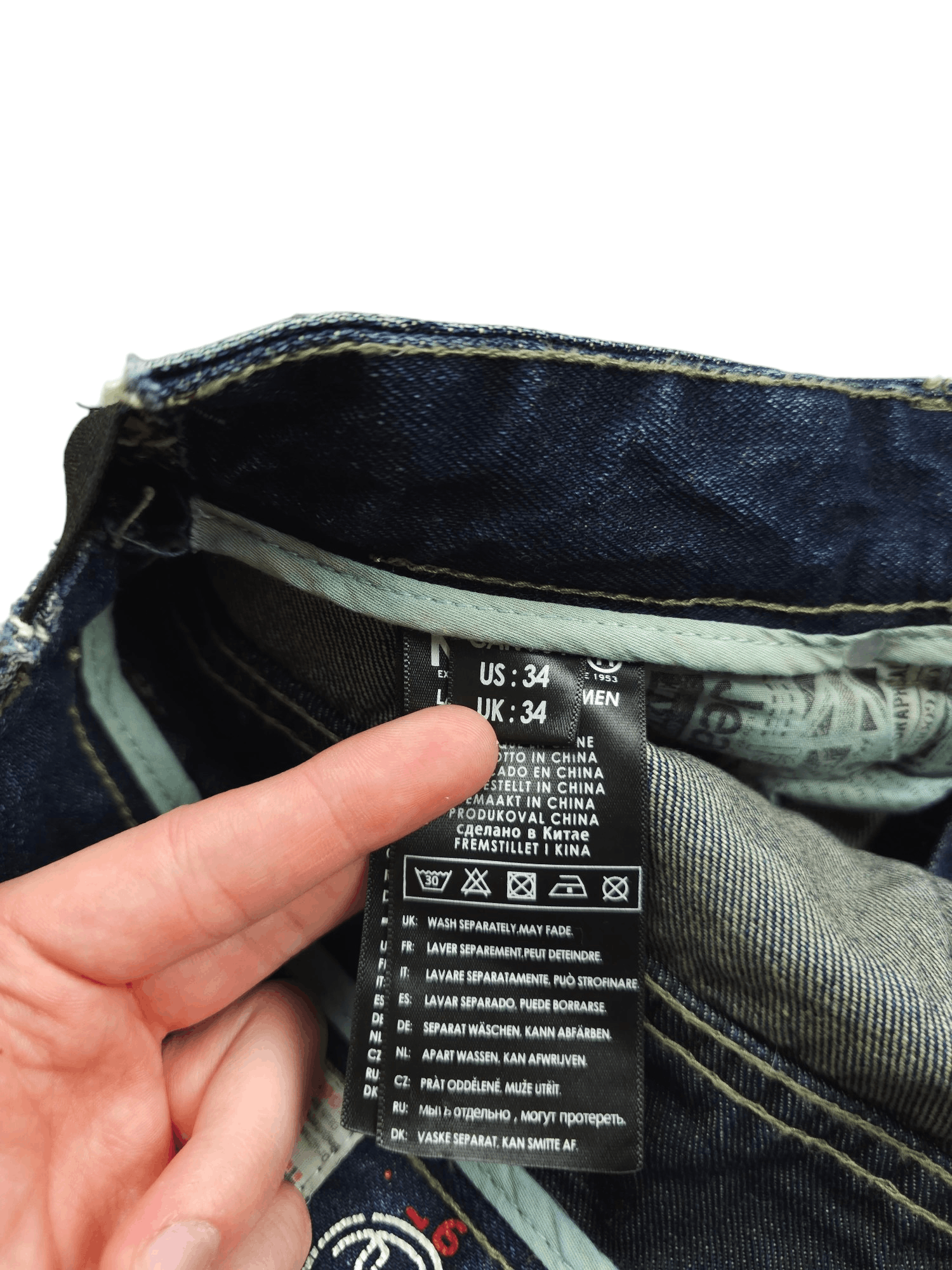 Japanese Brand 💎 Size 34/34 Washed Y2K Double Knee Denim Jeans Y2K Size US 34 / EU 50 - 15 Thumbnail