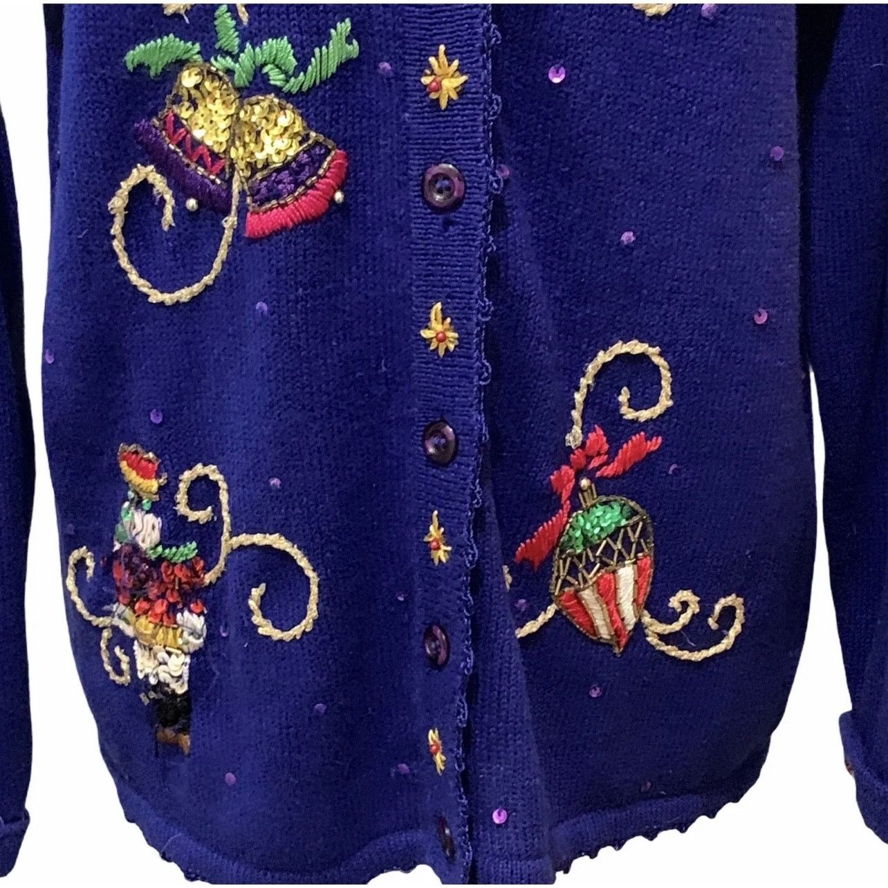 Vintage VINTAGE Arriviste Ugly Christmas Sweater Beads Sequins SM Size S / US 4 / IT 40 - 5 Thumbnail