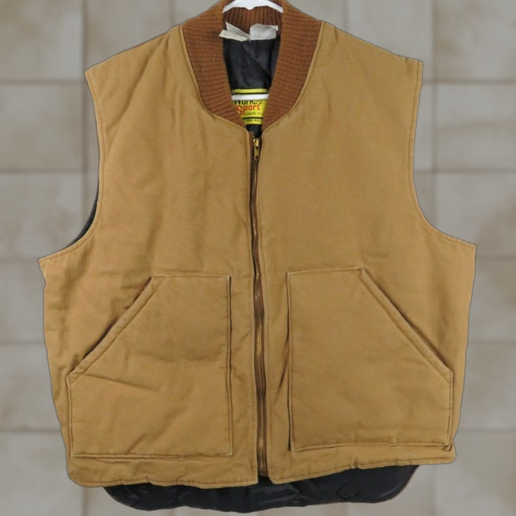 Vintage VINTAGE Work-N-Sport Vest Brown Canvas L Reg 42-44 Full Zip Lined 1970s Outdoor Mens Size US L / EU 52-54 / 3 - 1 Thumbnail