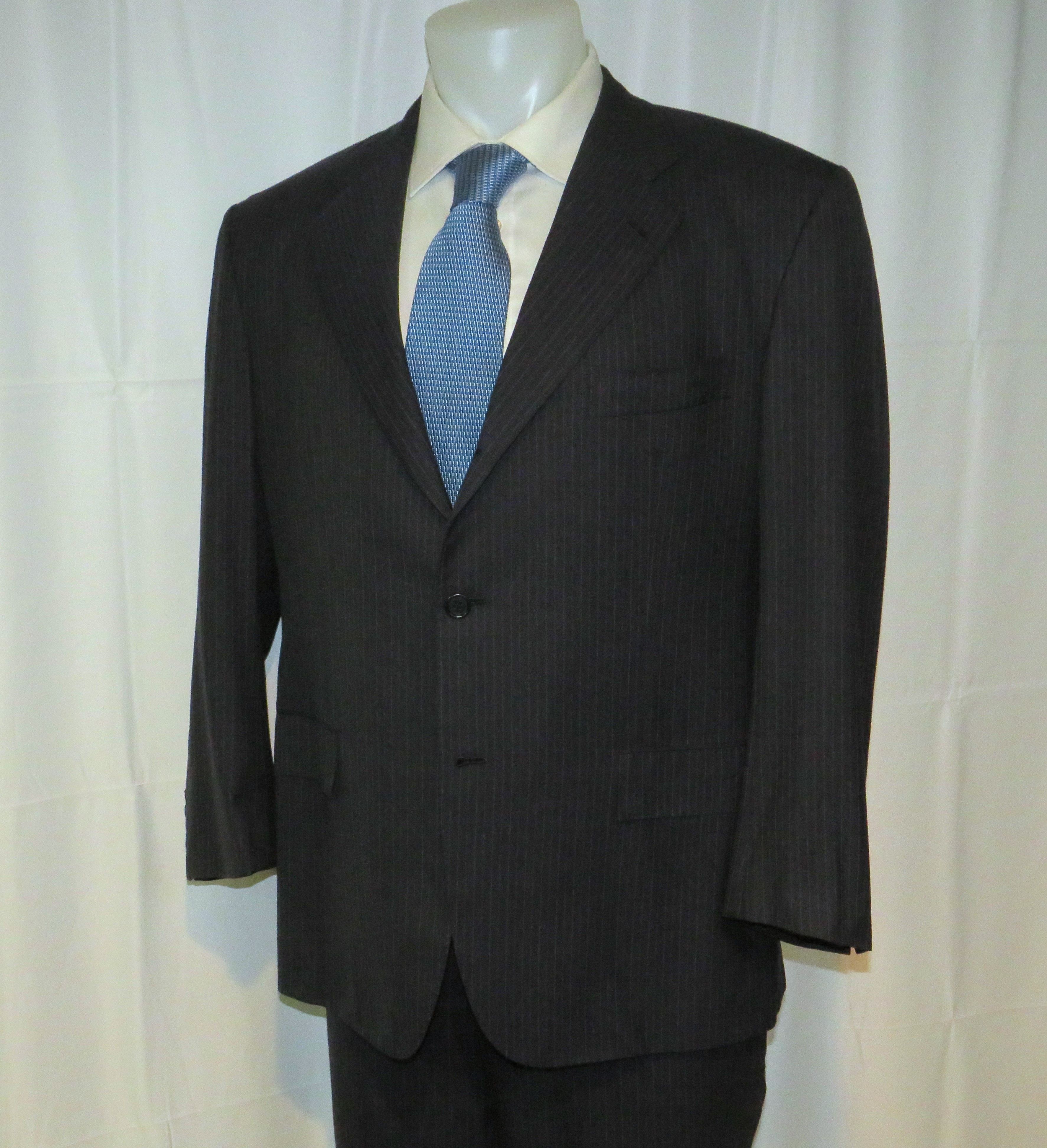 Kiton Super 180 Navy Striped Hand Made Three Button Suit 46S Size 46S - 7 Thumbnail