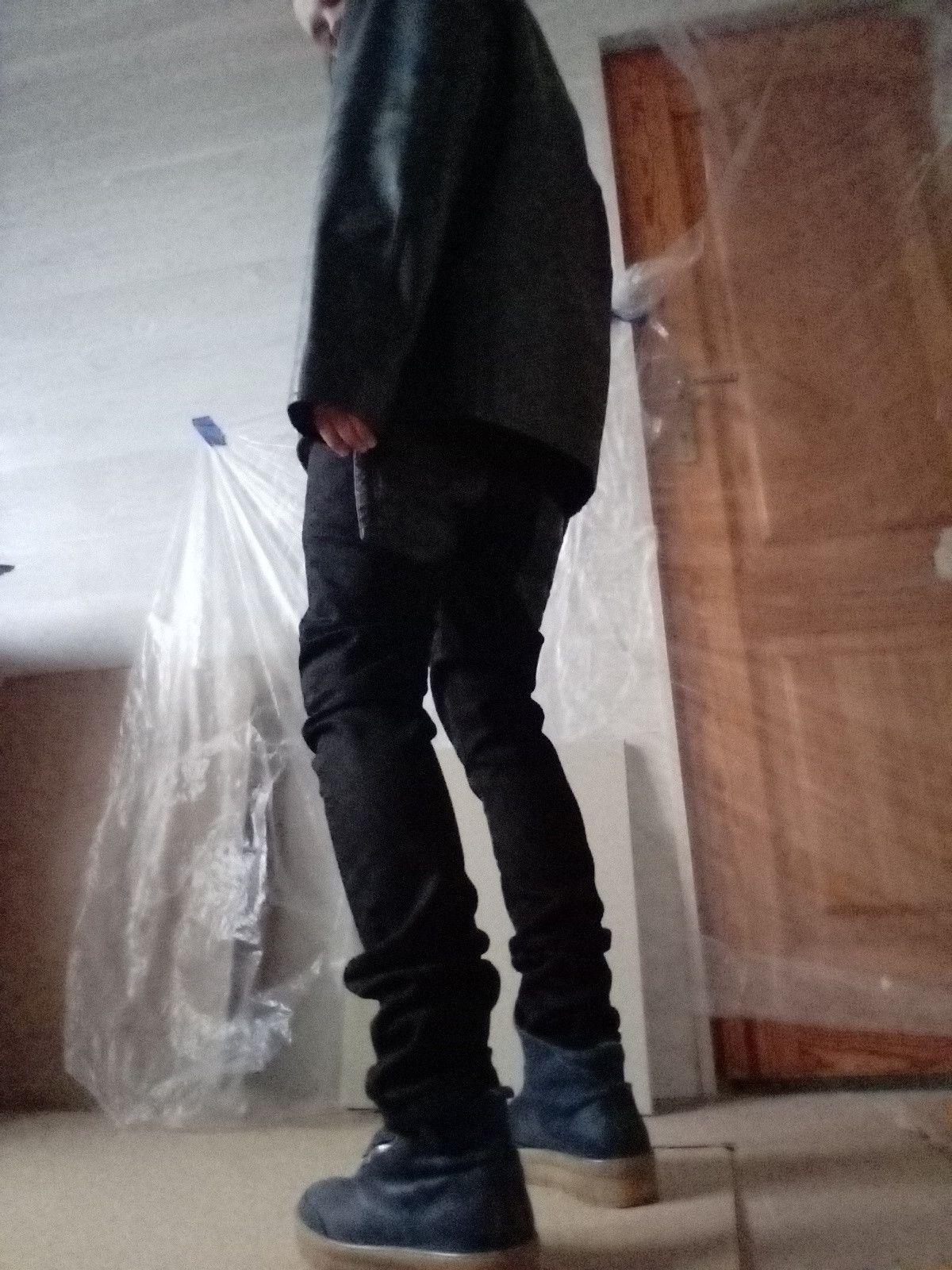 Dirk Bikkembergs Leather Pocket Pants BIKK Skinny Stacked Premium Denim goth Size US 31 - 13 Thumbnail