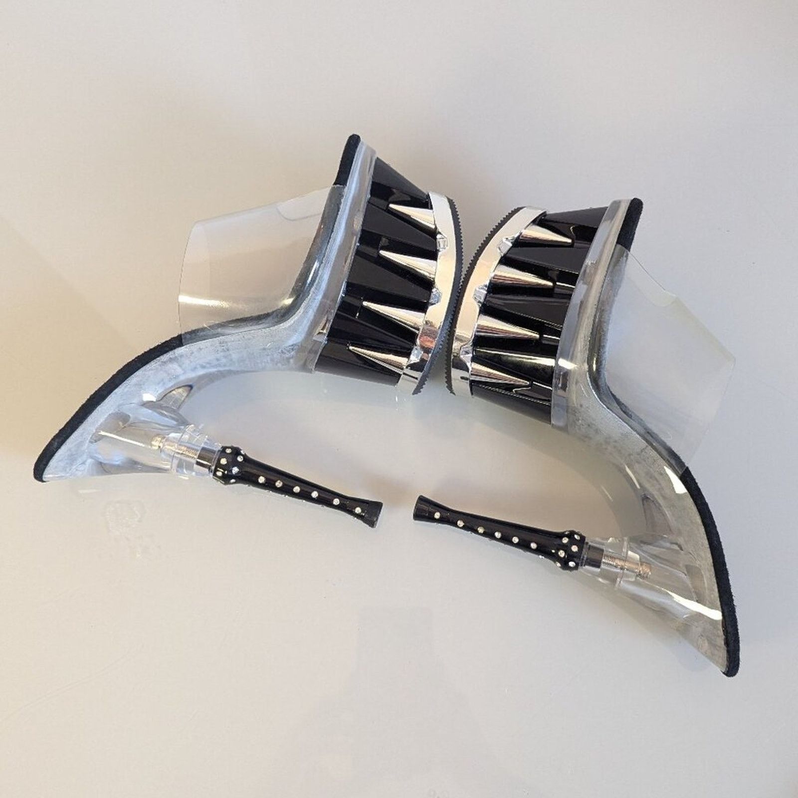 Vintage Y2K Tabu Chrome Black Shark Platform Stiletto Stripper Heels Size US 8 / IT 38 - 6 Thumbnail