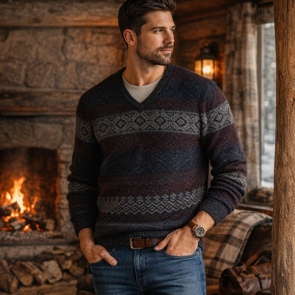 Jos. A. Bank Jos. A. Bank Reserve Fair Isle Wool V-Neck Sweater Men’s XXL Size US XXL / EU 58 / 5 - 1 Thumbnail