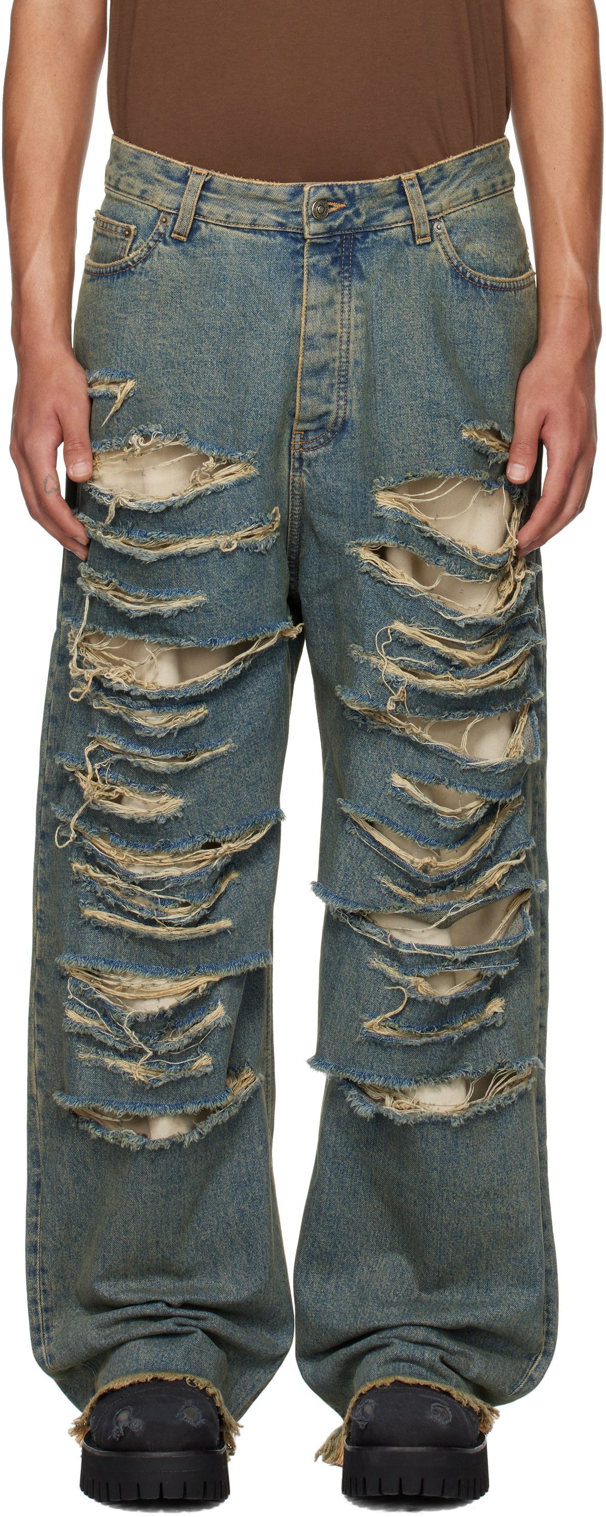 424 424 Big Daddy Ripped Denim Jeans Size US 40 / EU 56 - 3 Thumbnail