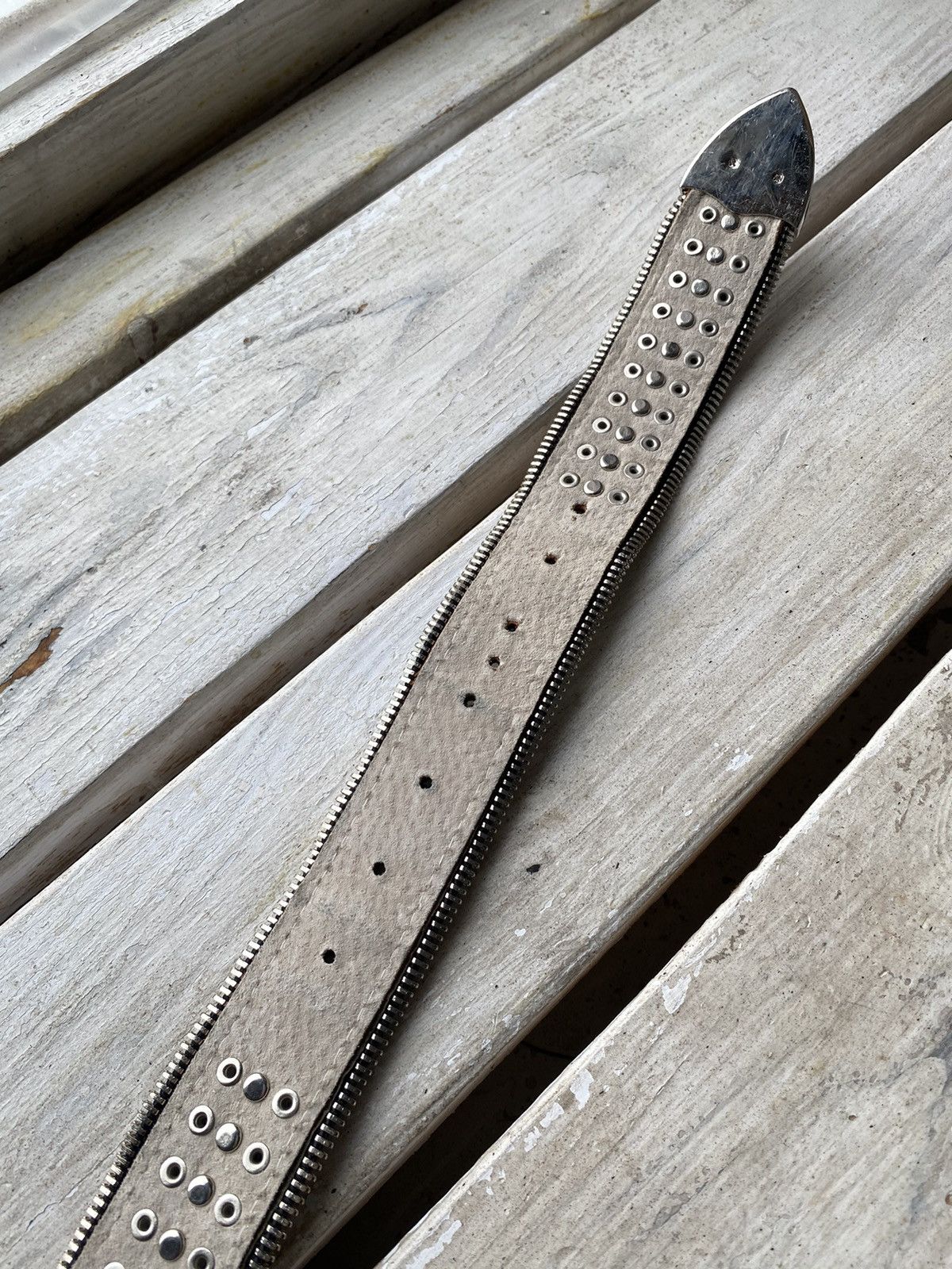 Hysteric Glamour × Leather × Vintage Vintage Leather Belt Y2K Rhinestones Punk Metal Avant Garde Size ONE SIZE - 9 Thumbnail