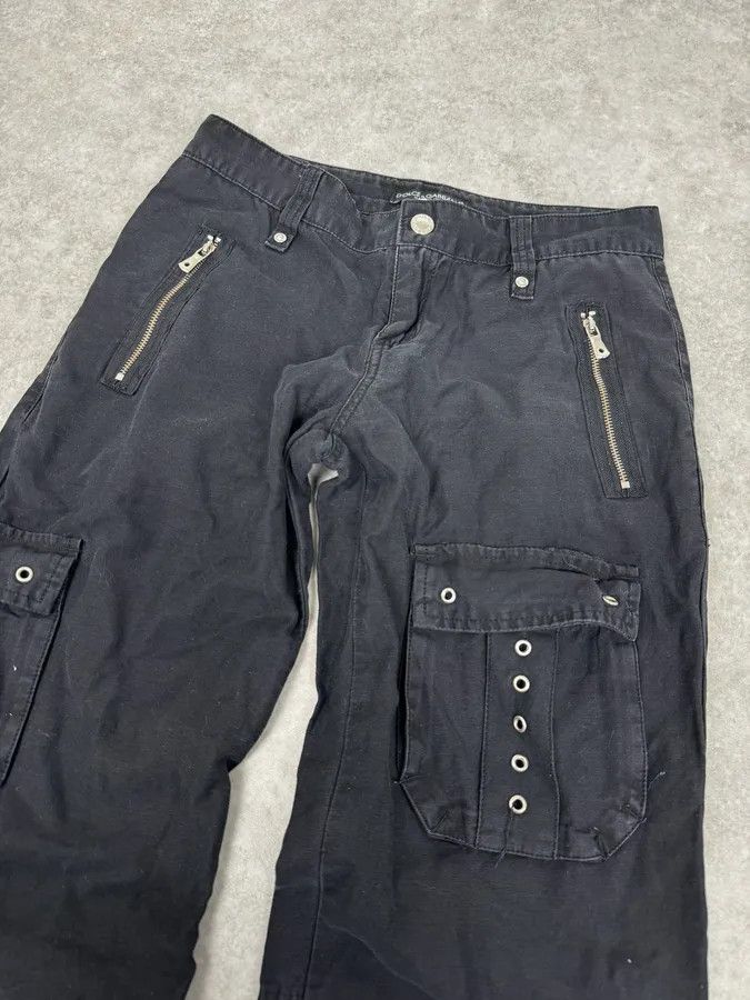 Dolce & Gabbana AW2003 Dolce & Gabbana Eyelet Black Cargo Pants Size US 39 - 6 Thumbnail