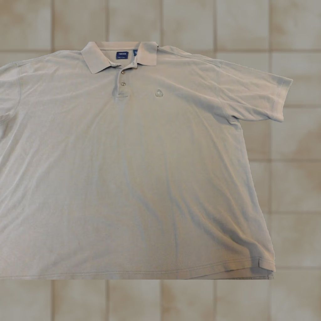 Izod IZOD Polo Shirt Mens Big 2X Gray Cotton Knit Short Sleeve Collared Classic Golf Stretch Size US XXL / EU 58 / 5 - 1 Thumbnail