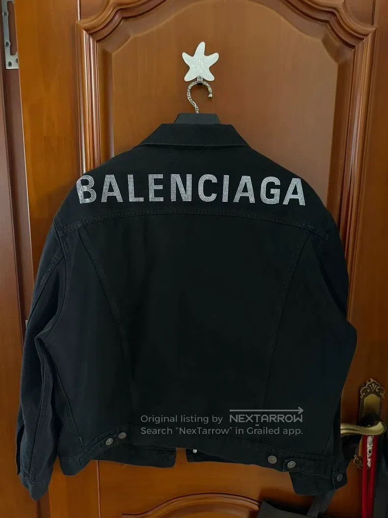 Balenciaga Balenciaga Back Rhinestone Logo Denim Jacket Size US XS / EU 42 / 0 - 1 Thumbnail