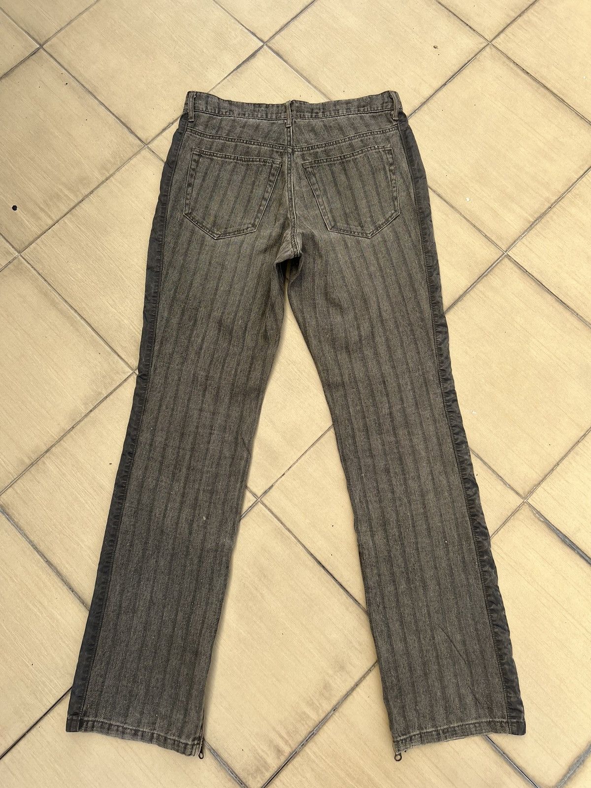 Kiminori Morishita Vintage Halb Japan Faded Border Stripe HBT Hem Flare Pant Size US 31 - 2 Thumbnail