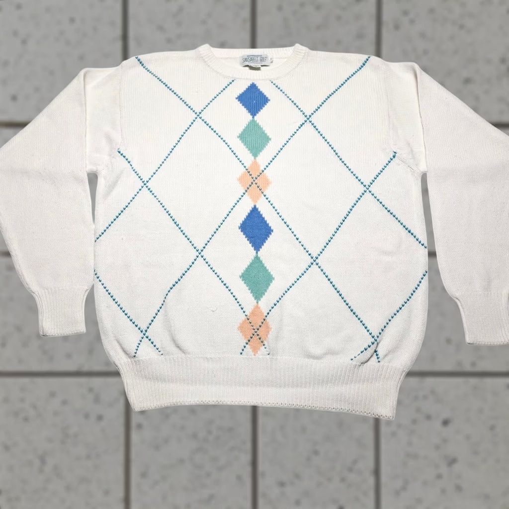 Vintage VINTAGE Sansabelt Golf Sweater Cotton Men's Large Pullover Abstract Preppy Size US L / EU 52-54 / 3 - 1 Thumbnail