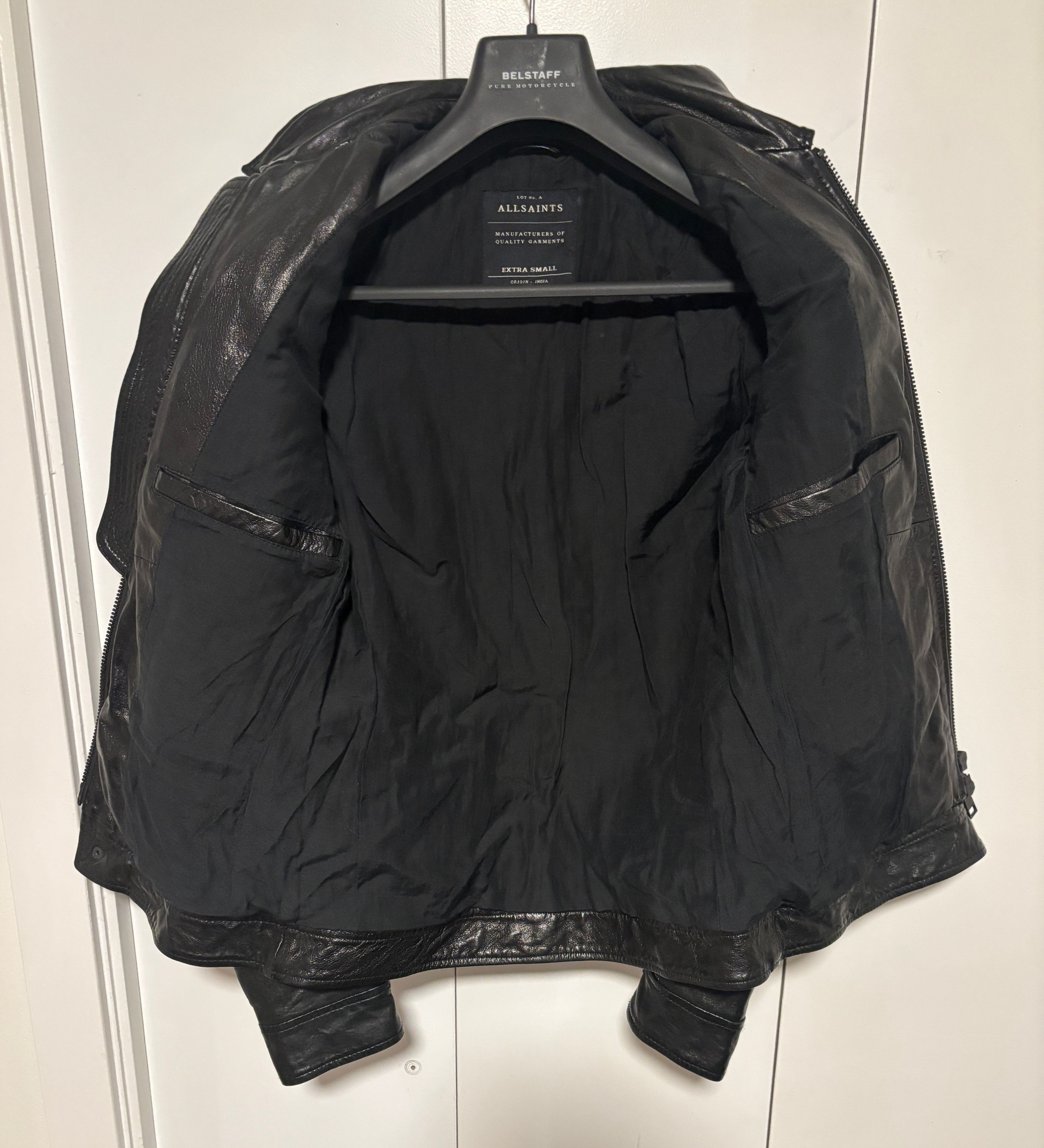 Allsaints $625 Black Leather Track Jacket - XS - Small Size US XS / EU 42 / 0 - 12 Thumbnail