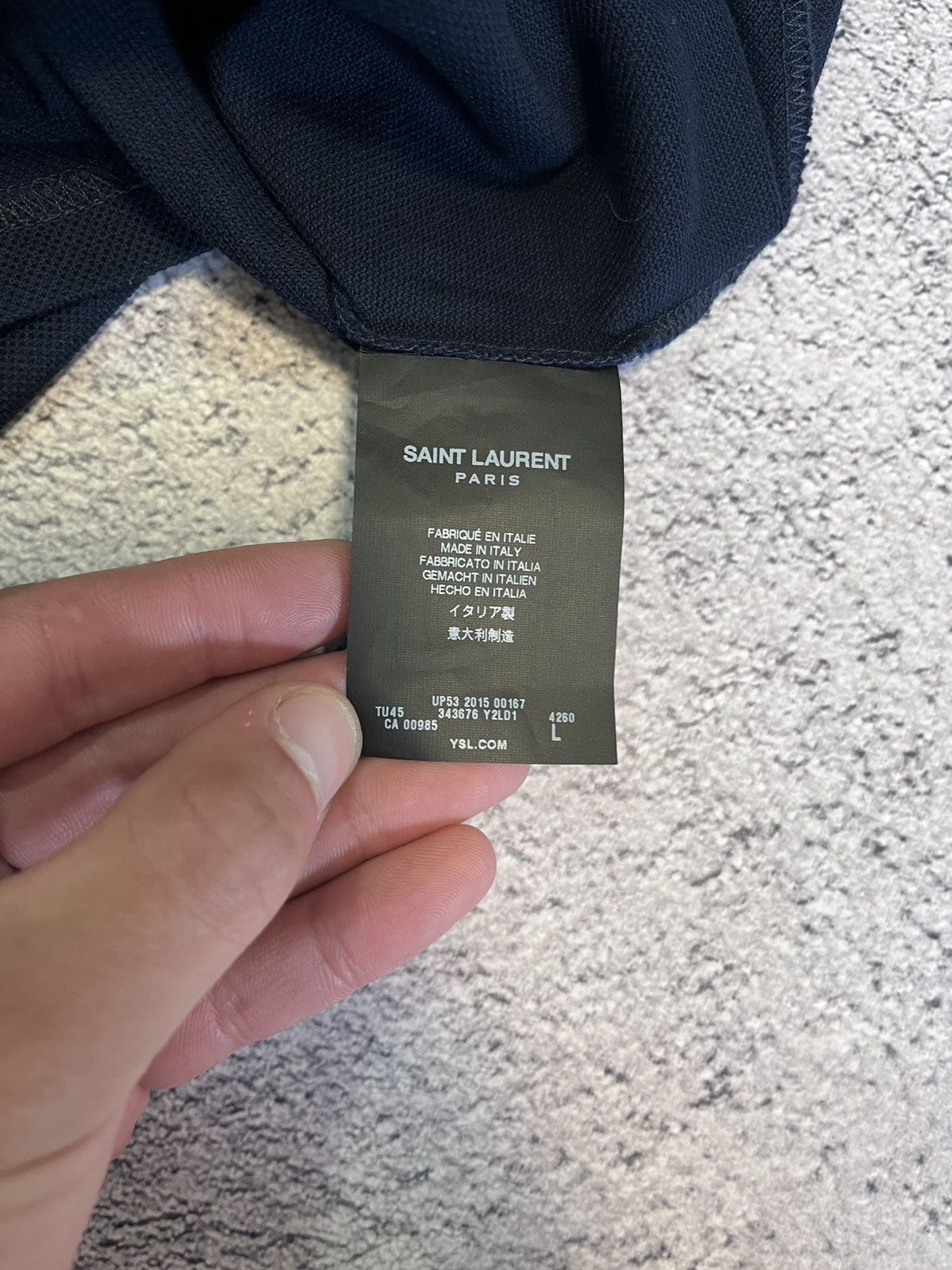 Saint Laurent Paris Saint Laurent Mens T - Shirt Polo Leather Collar Blue Size US L / EU 52-54 / 3 - 8 Thumbnail