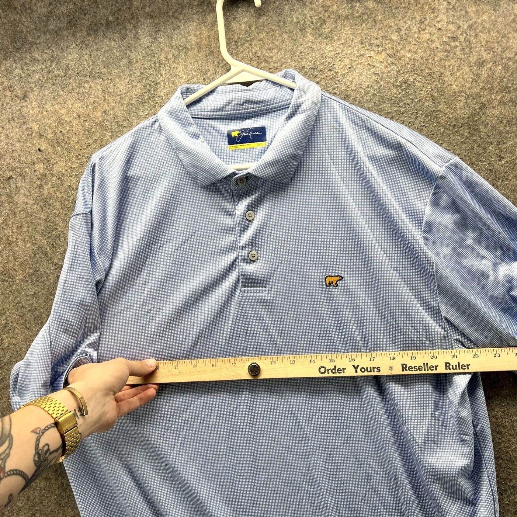 Vintage Jack Nicklaus Polo Shirt Mens XL Light Blue Check Golf Performance Short Sleeve Size US XL / EU 56 / 4 - 5 Thumbnail