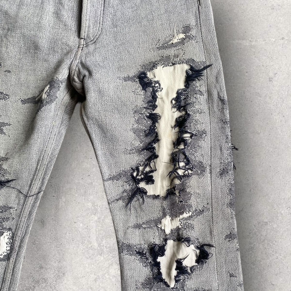 Issey Miyake APOC Jacquard Destroyed And Repaired Jeans Size US 29 - 4 Thumbnail
