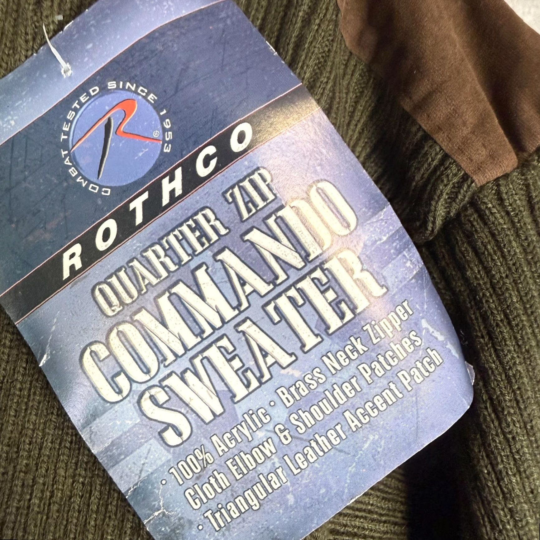 Rothco Rothco 1/4 Zip Acrylic Commando Sweater Olive Drab XL Men Green Pullover Winter Knit Shirt Size US XL / EU 56 / 4 - 3 Thumbnail