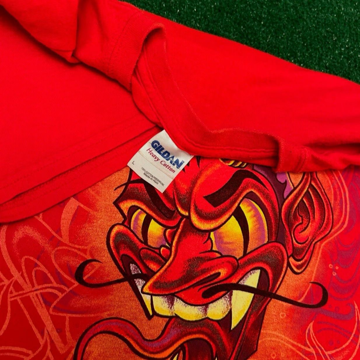 Vintage Vintage Y2K Devil Tattoo Tribal Flames VTG Punk Grunge Hip Hop Shirt Mens Size M Red Size US M / EU 48-50 / 2 - 2 Thumbnail